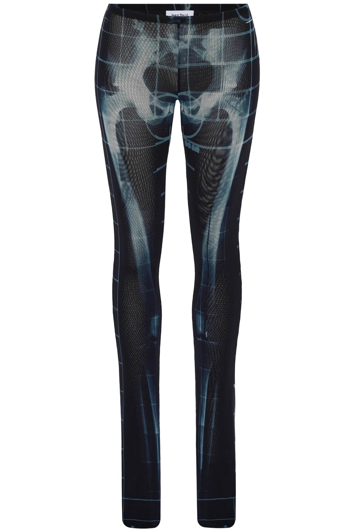 JEAN PAUL GAULTIER black polyamide pants with skeleton print image 0