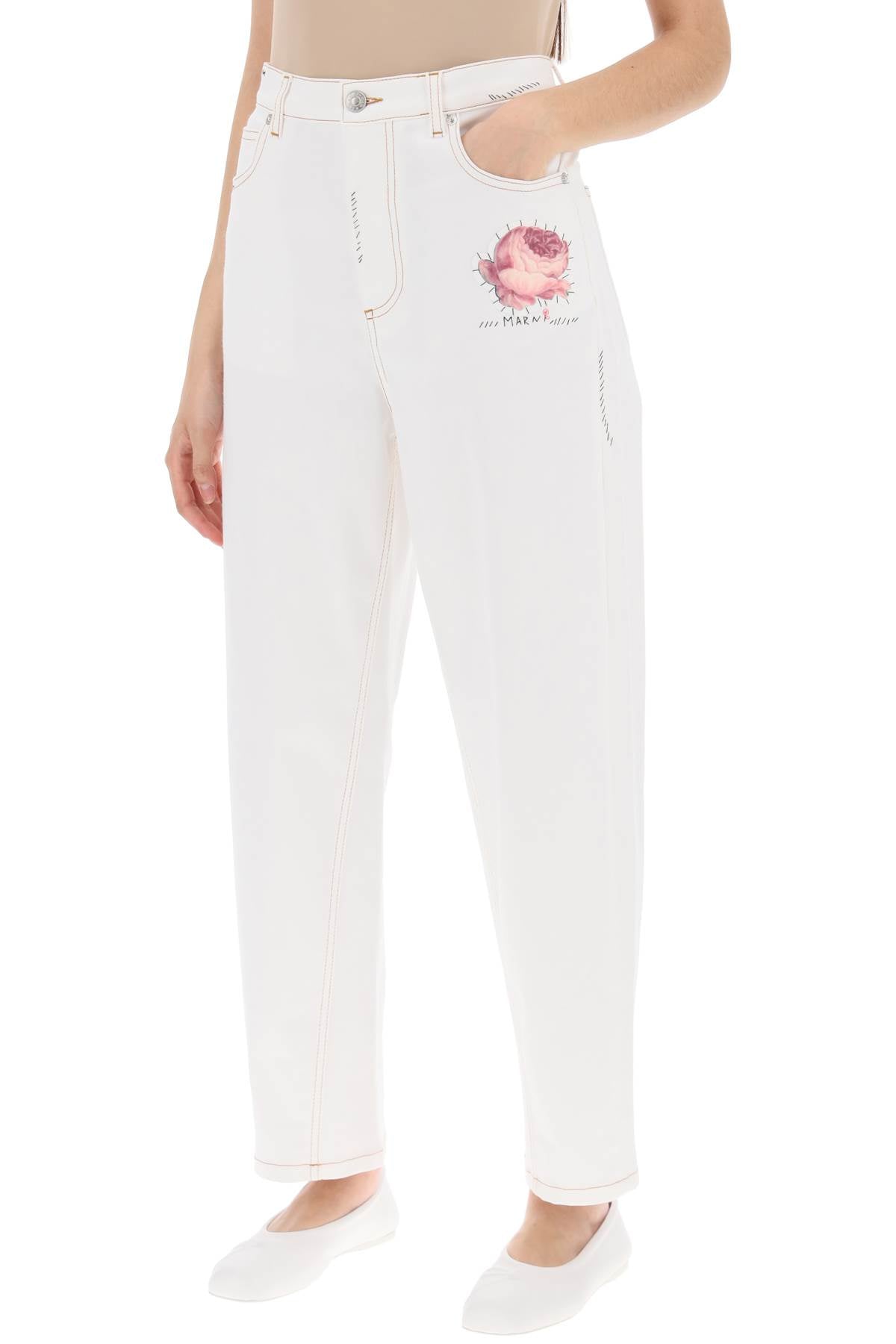 Marni "jeans with embroidered logo and flower patch image 3