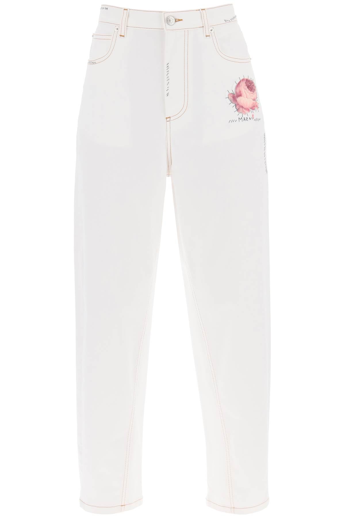 Marni "jeans with embroidered logo and flower patch image 0