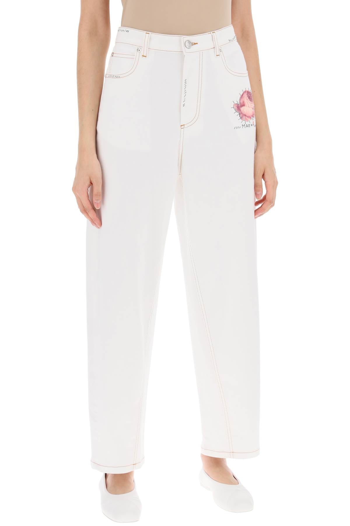 Marni "jeans with embroidered logo and flower patch image 1