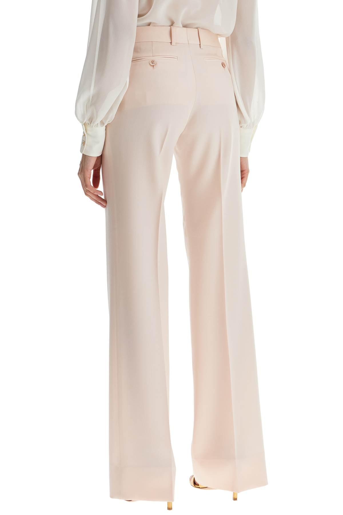 Tom Ford high waist wide leg pants in virgin wool light blush image 2