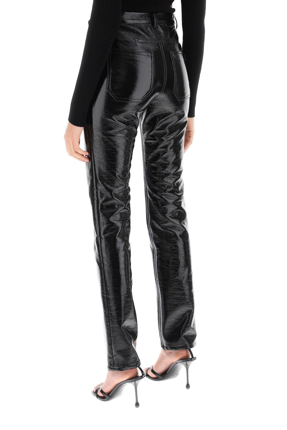 Courrèges Women's Vinyl-Effect Coated Cotton Slim Fit Pants image 2