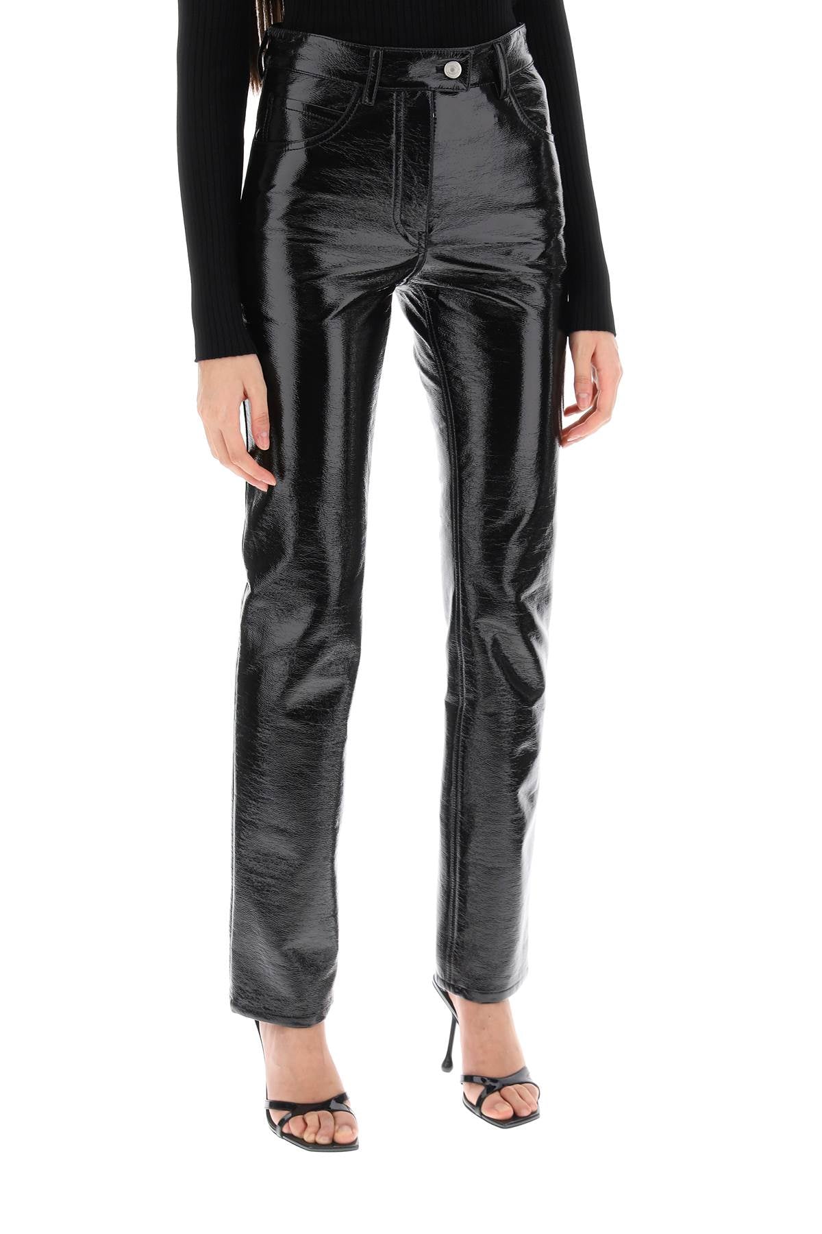 Courrèges Women's Vinyl-Effect Coated Cotton Slim Fit Pants image 1