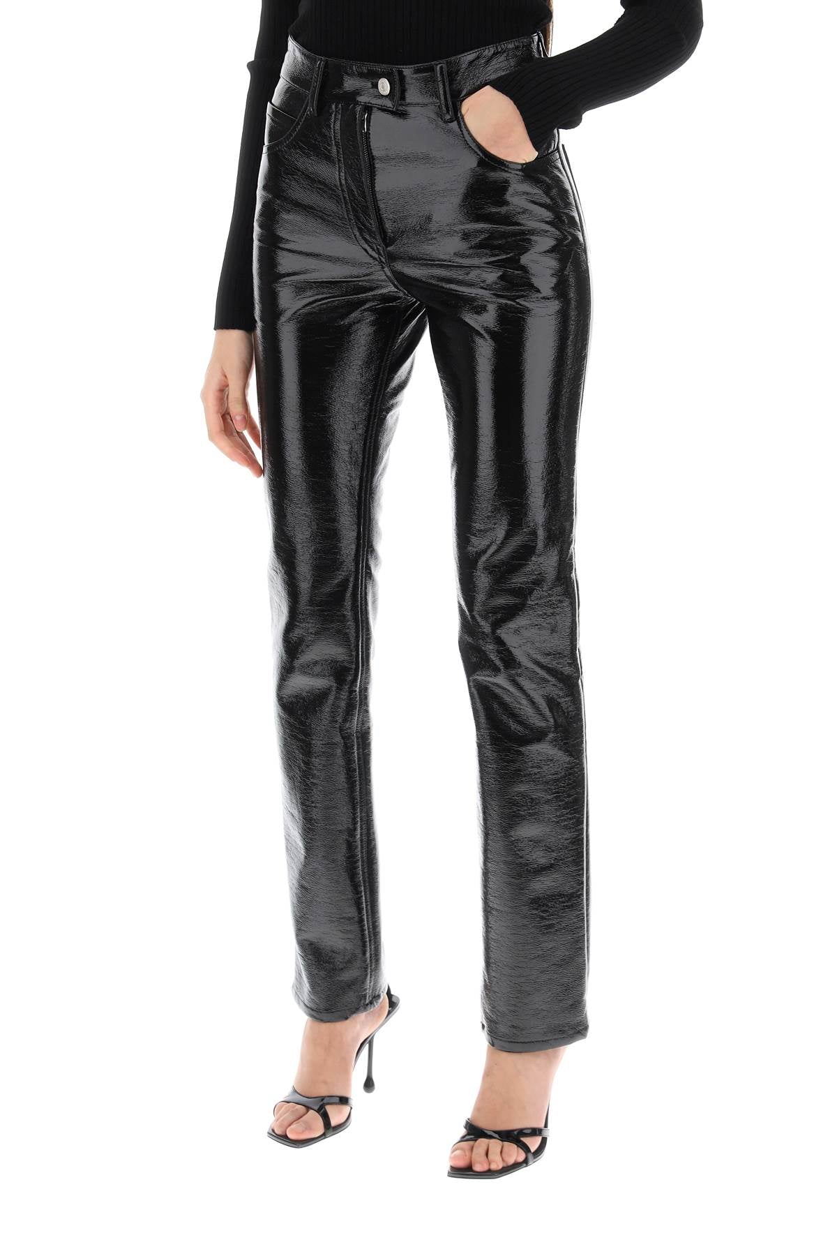 Courrèges Women's Vinyl-Effect Coated Cotton Slim Fit Pants image 3