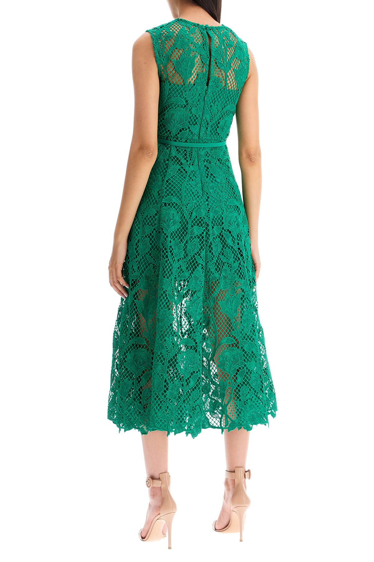 Self-Portrait Floral Lace Sleeveless Midi Dress image 2