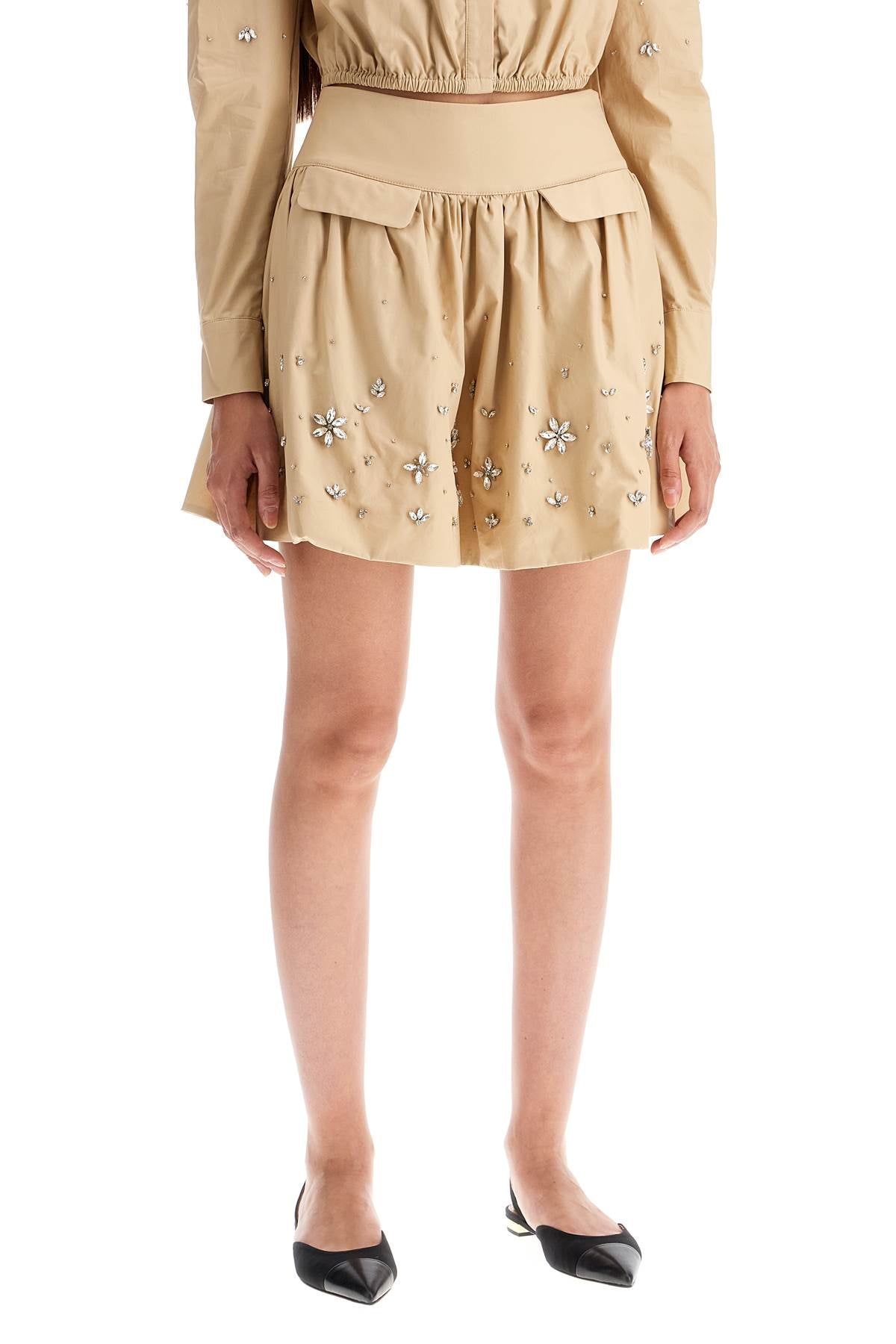 Self Portrait "poplin mini skirt with crystal image 1