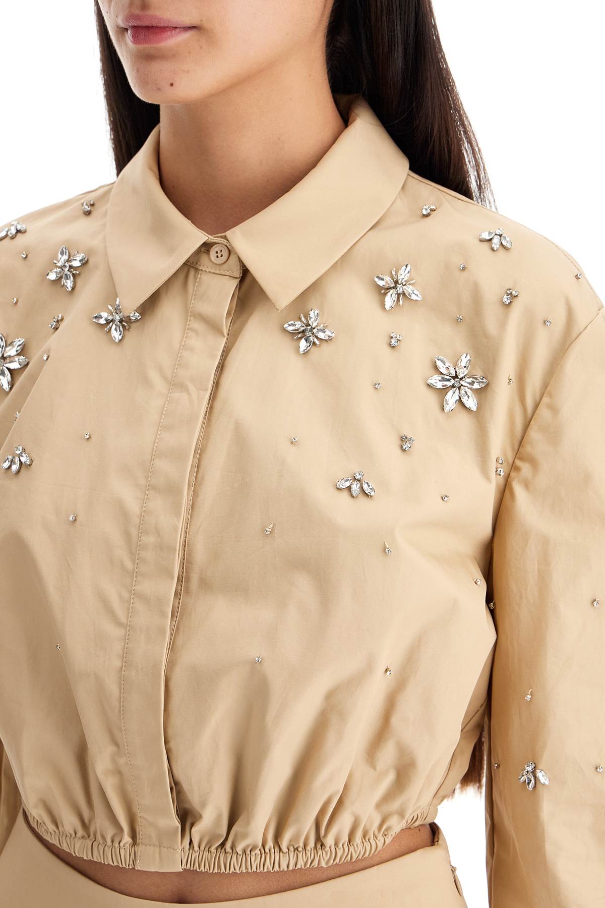 Self Portrait "cropped shirt with crystals" image 3