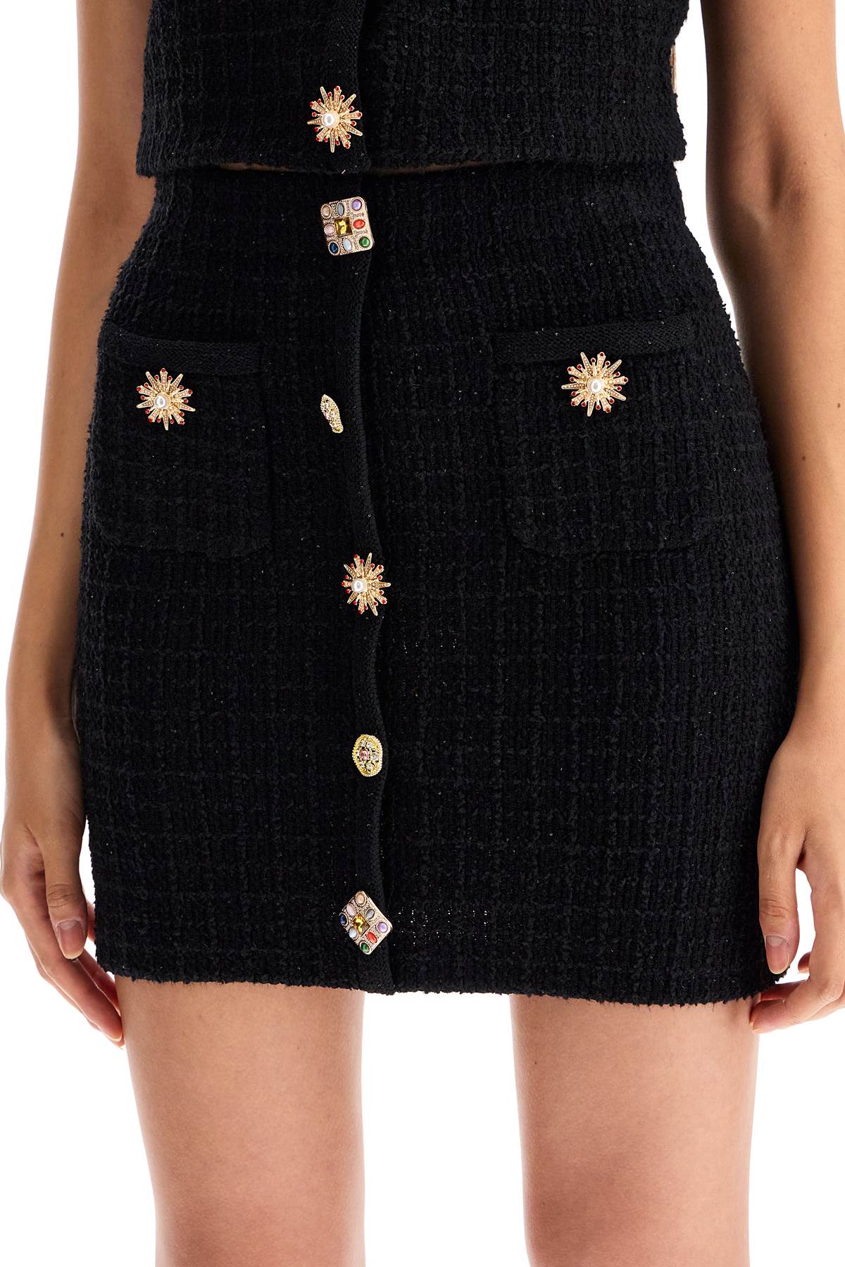 Self Portrait "knitted mini skirt with jewel buttons image 3