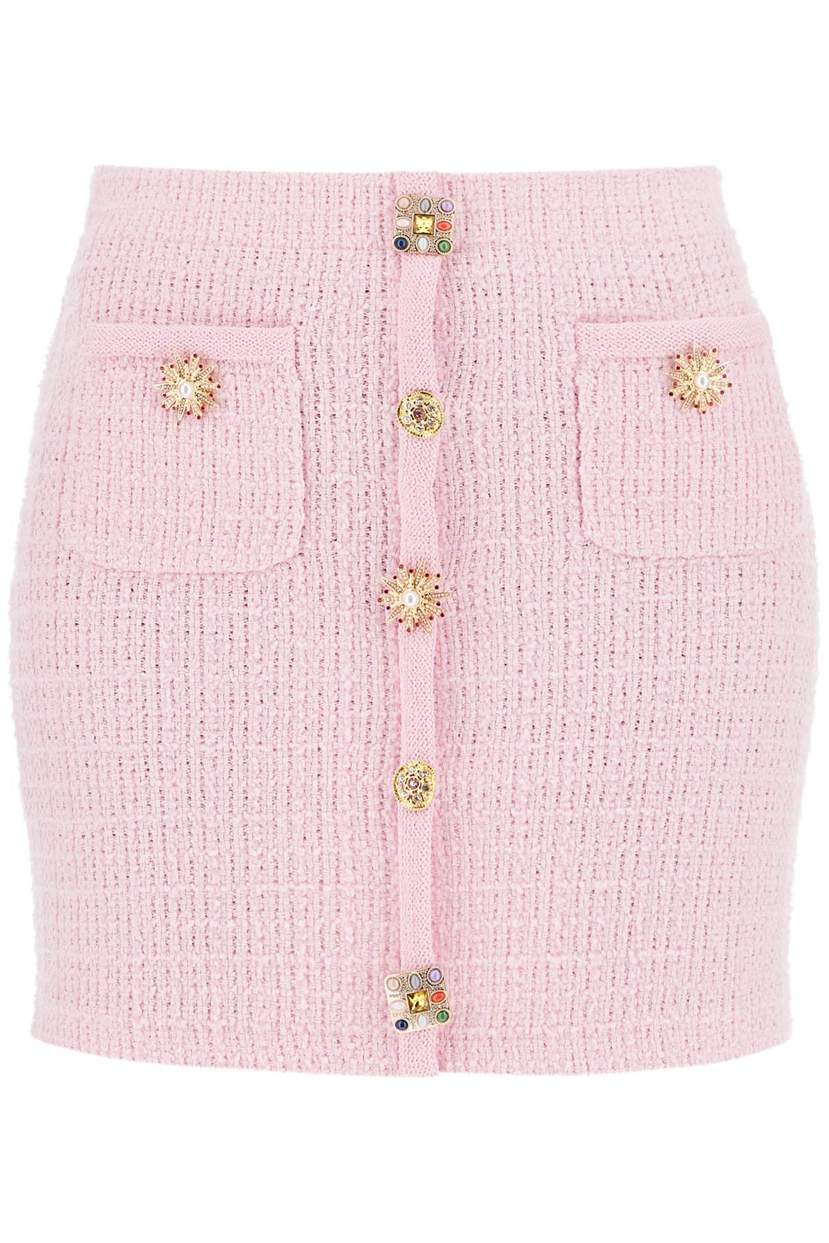 Self-Portrait Knitted Mini Skirt with Jewel Buttons image 0