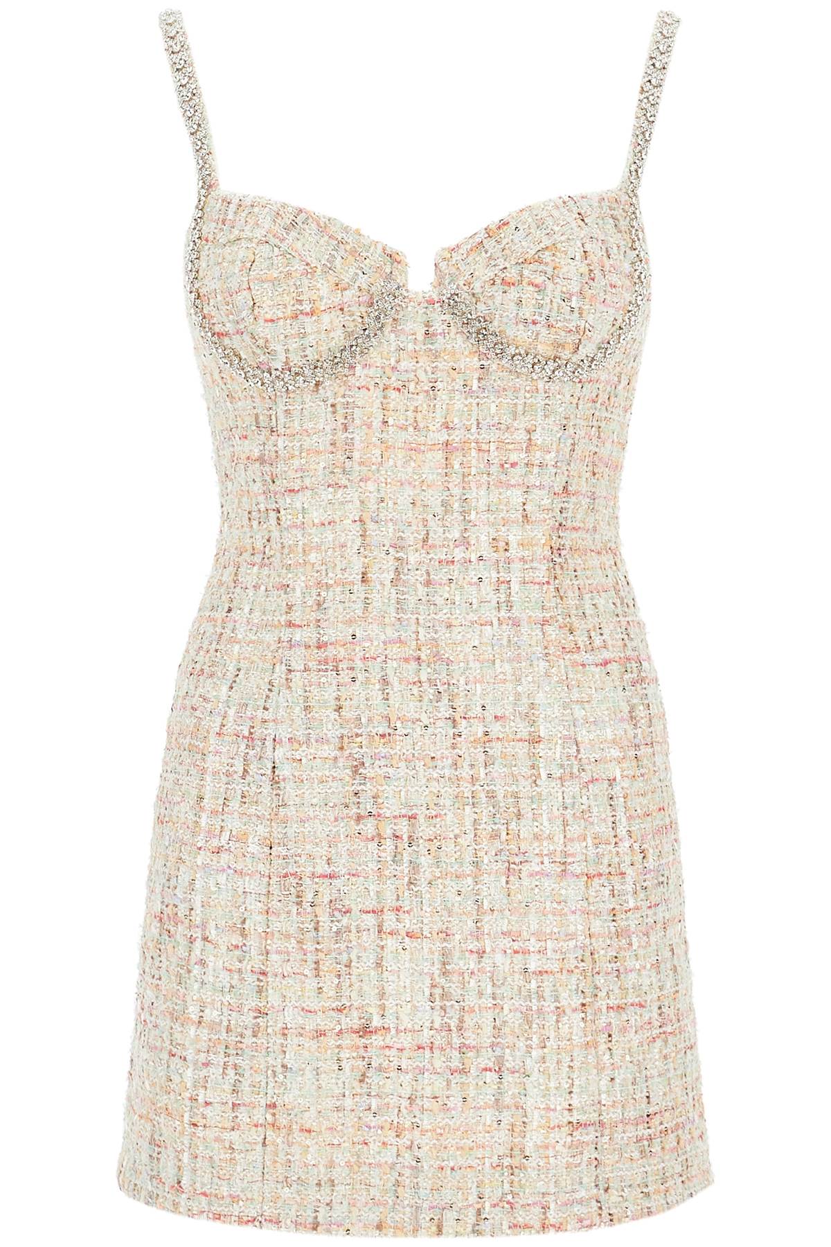 Self-Portrait Tweed Sheath Dress with Crystal Embellishment image 0