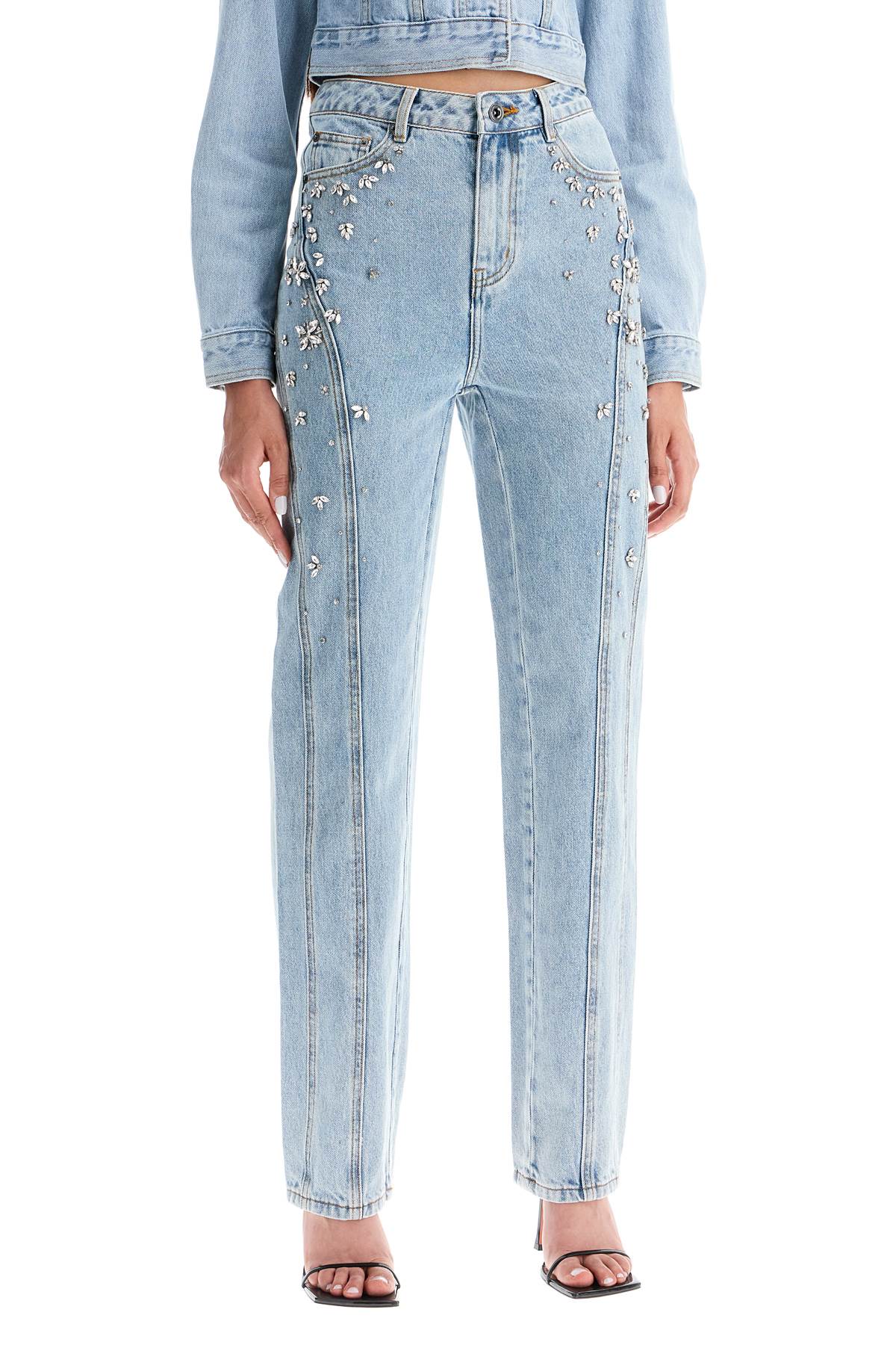 Self Portrait straight jeans with crystals image 1