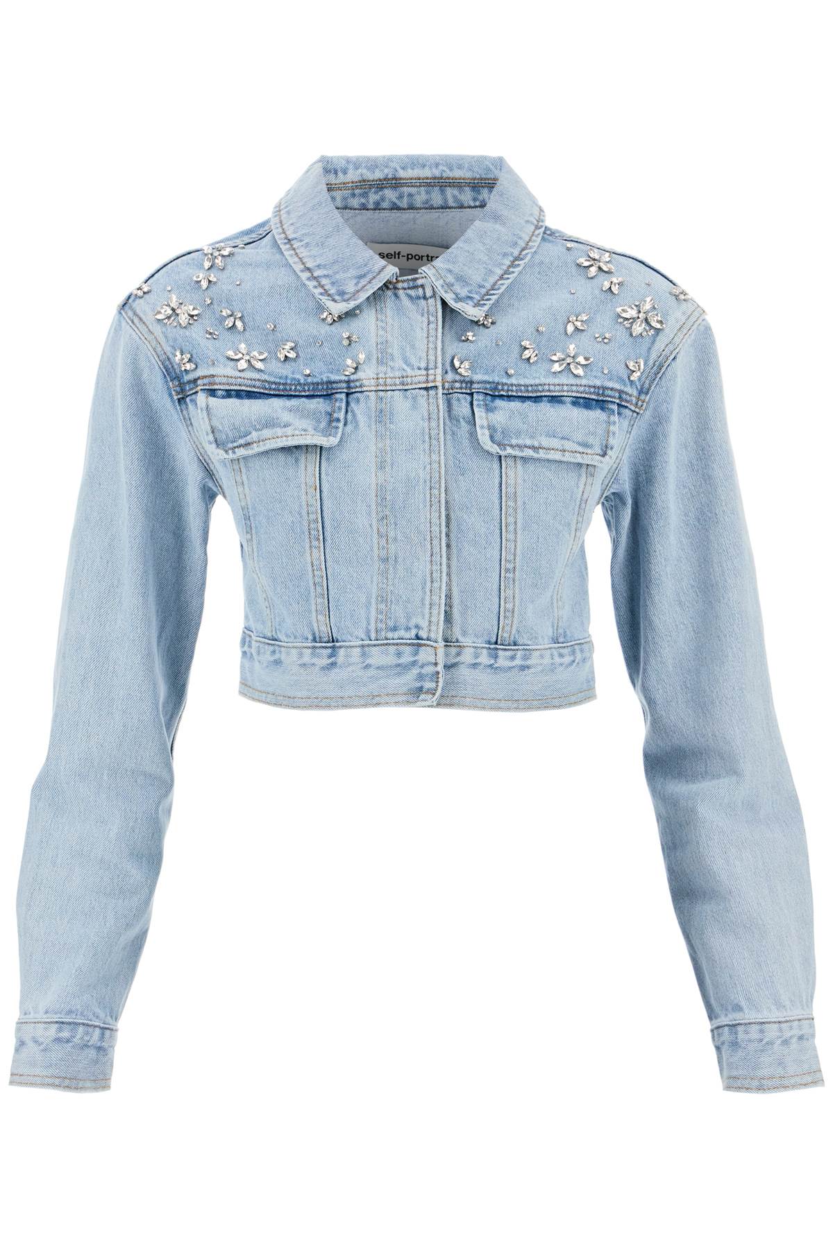 Self-Portrait Crystal-Embellished Denim Jacket image 0