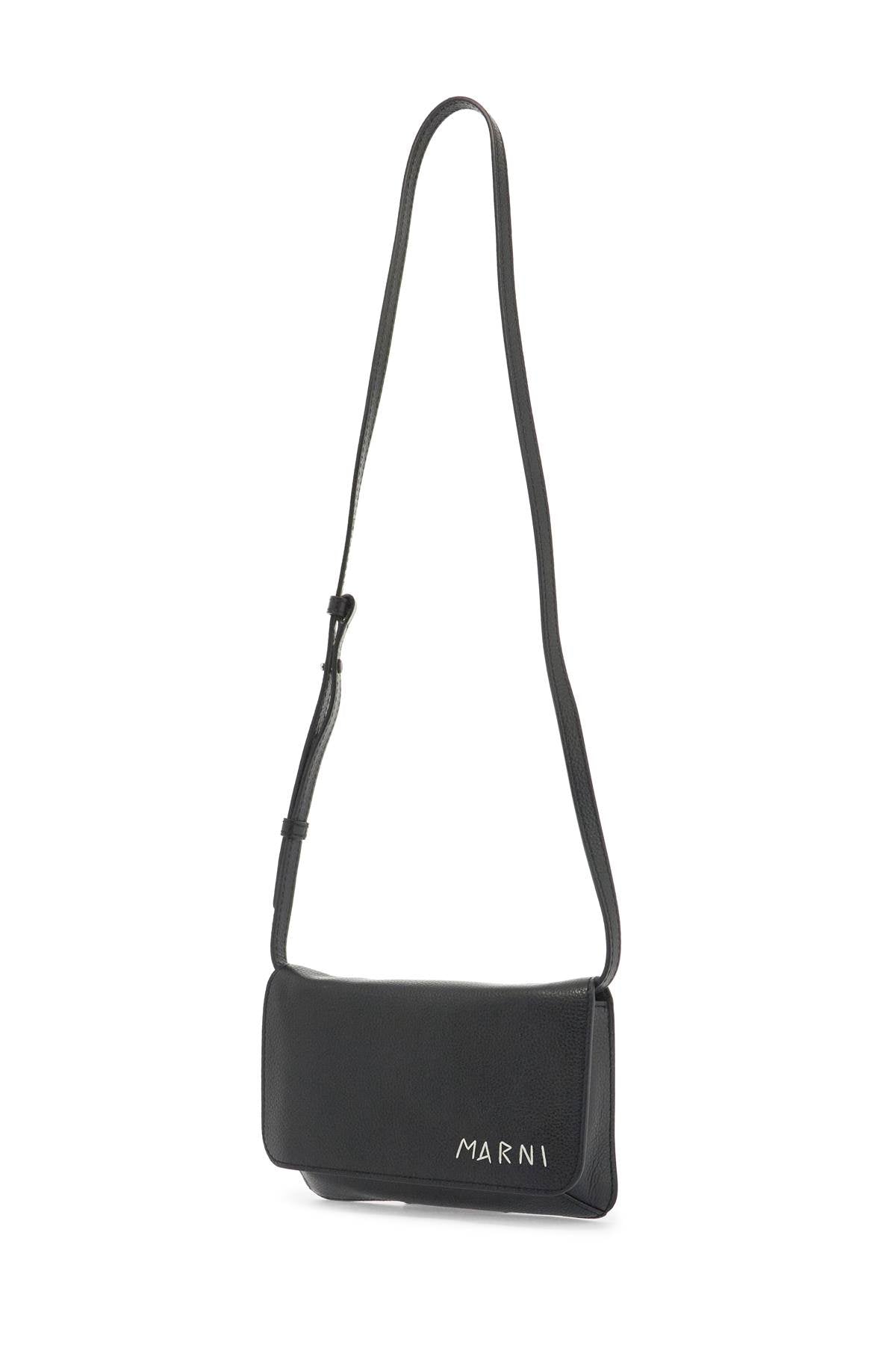 Marni Flap Trunk Leather Shoulder Bag with Embroidered Logo image 2