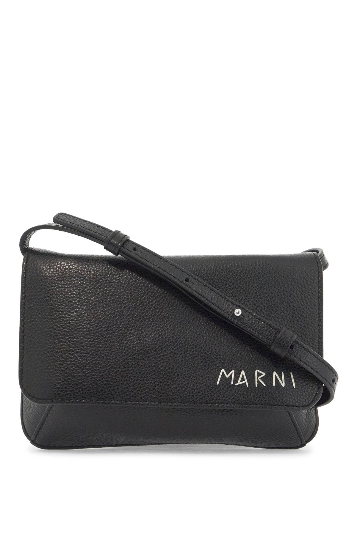 Marni Flap Trunk Leather Shoulder Bag with Embroidered Logo image 0