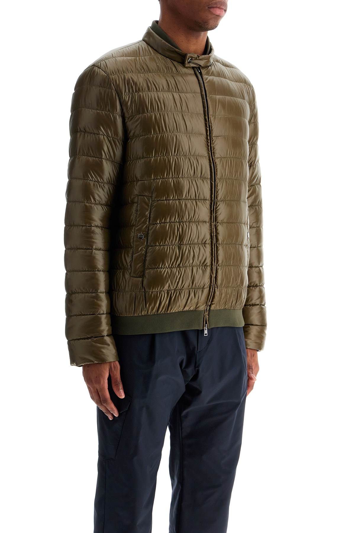 HERNO military green down jacket in polyamide with high collar image 1