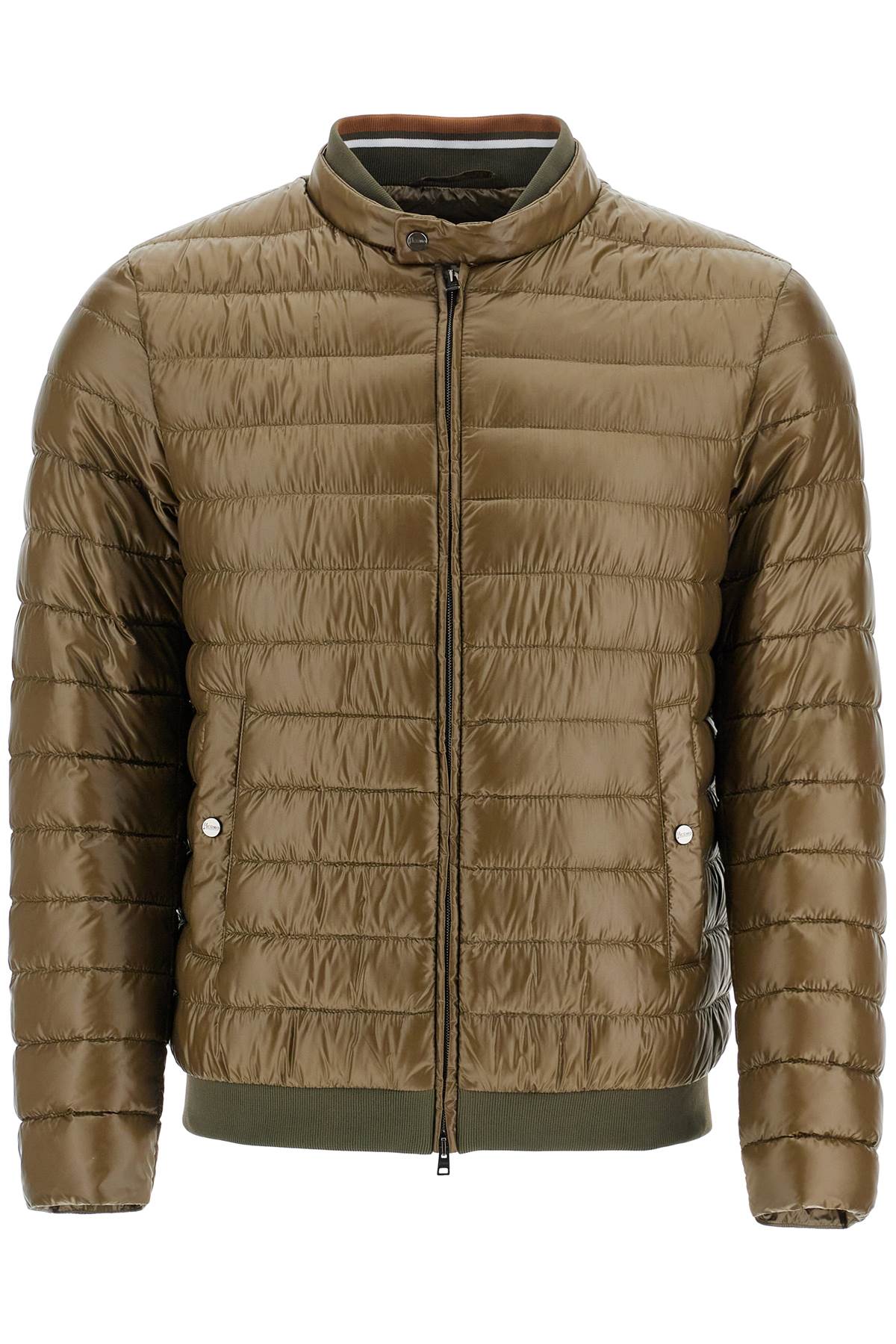 HERNO military green down jacket in polyamide with high collar image 0