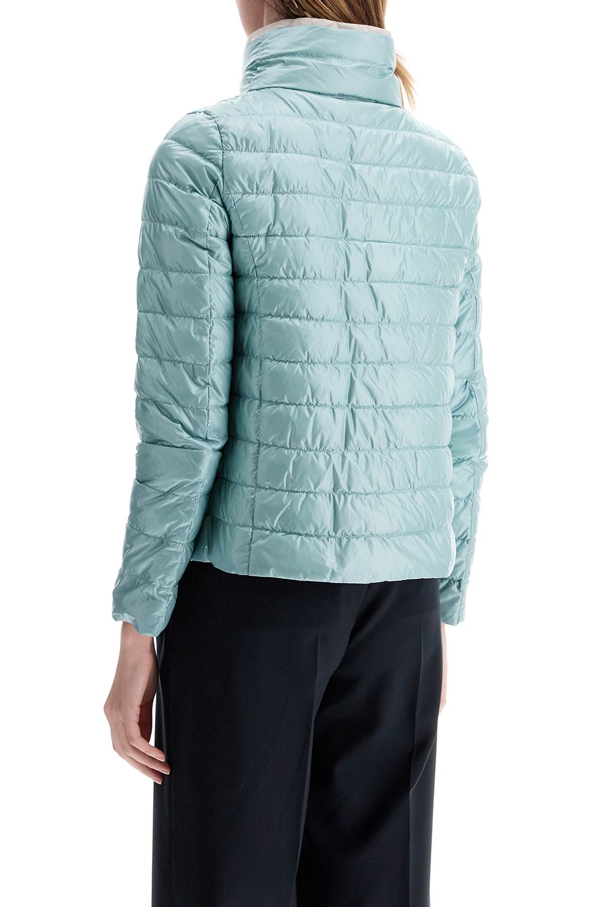 HERNO short puffer jacket in ice blue nylon with metal buttons image 2