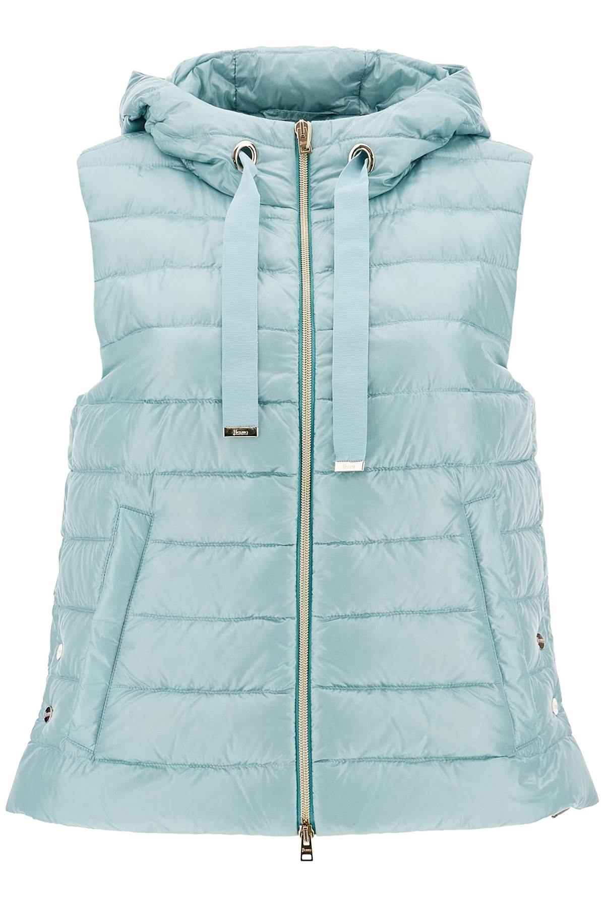 HERNO light blue quilted nylon gilet with hood image 0