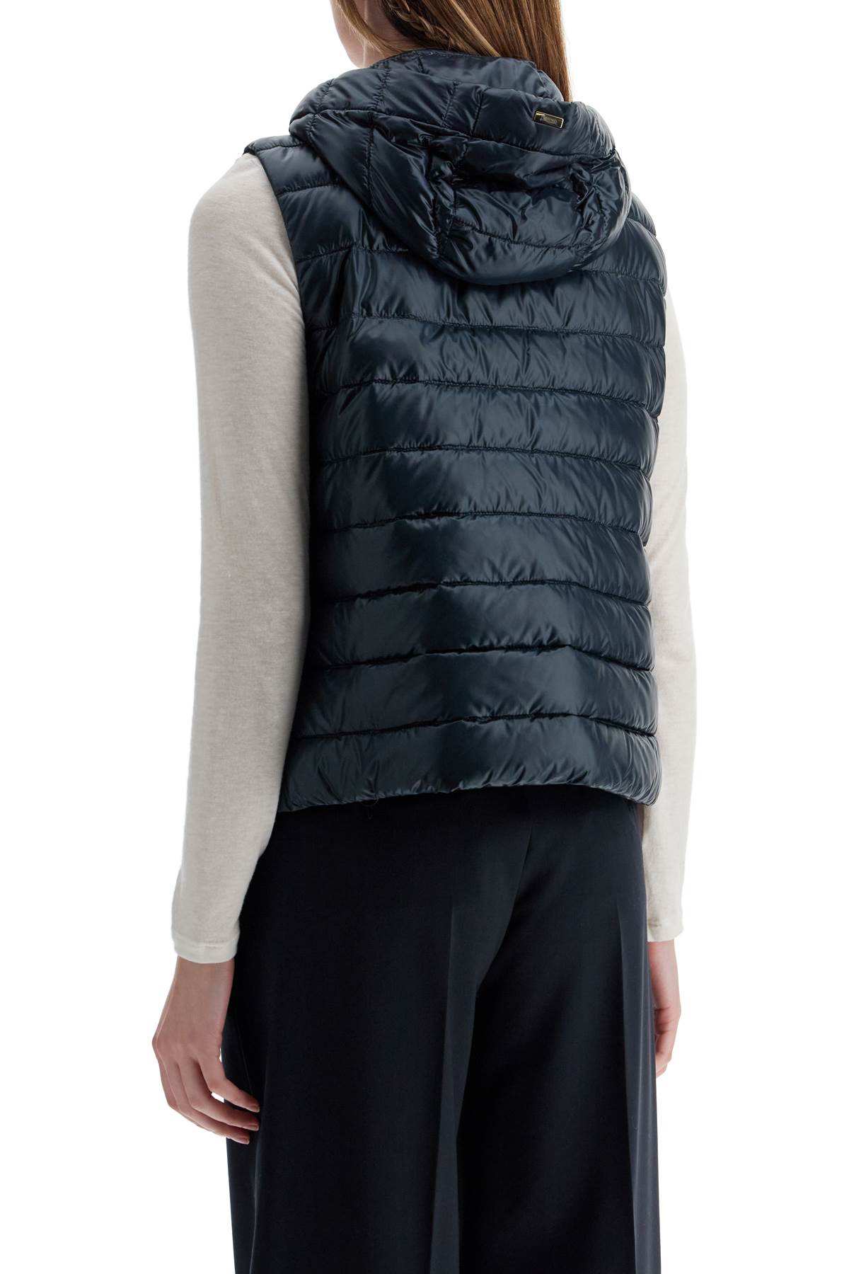 HERNO men's dark blue polyamide gilet with hood image 2