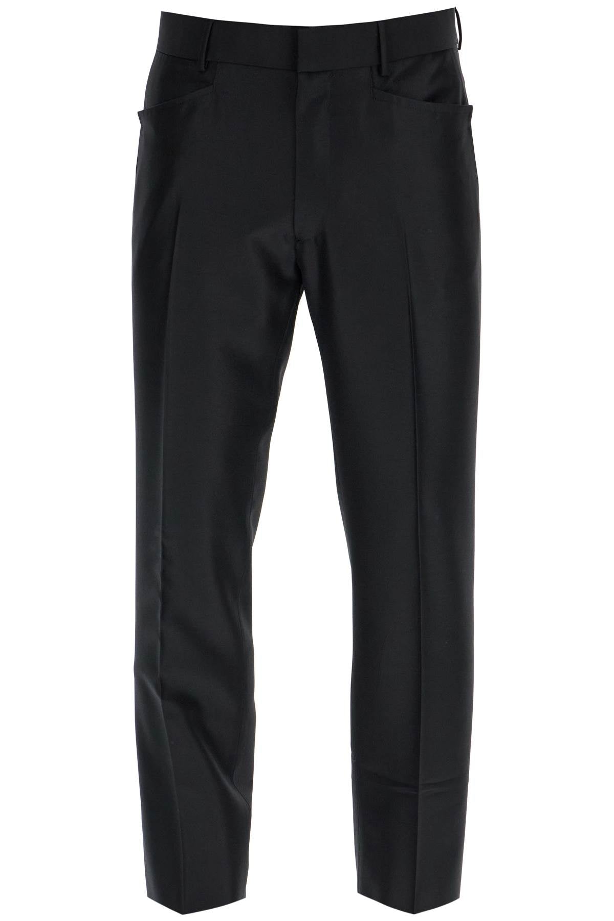 Tom Ford men's black wool and silk regular fit trousers made in italy image 0