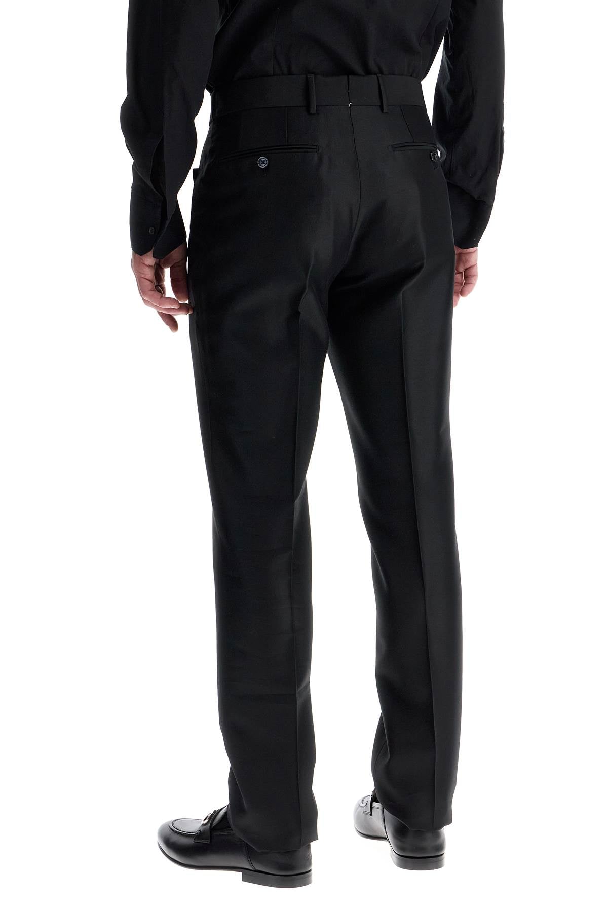 Tom Ford men's black wool and silk regular fit trousers made in italy image 2