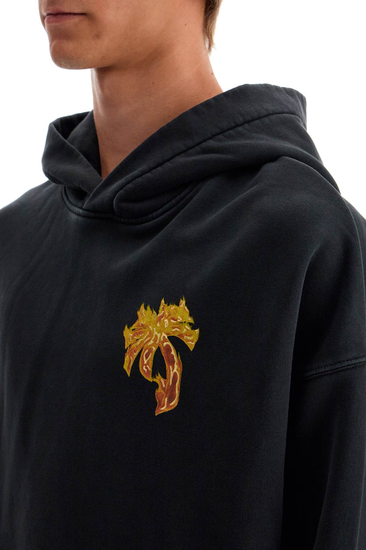 Palm Angels "burning palm oversized hoodie with hood" image 3