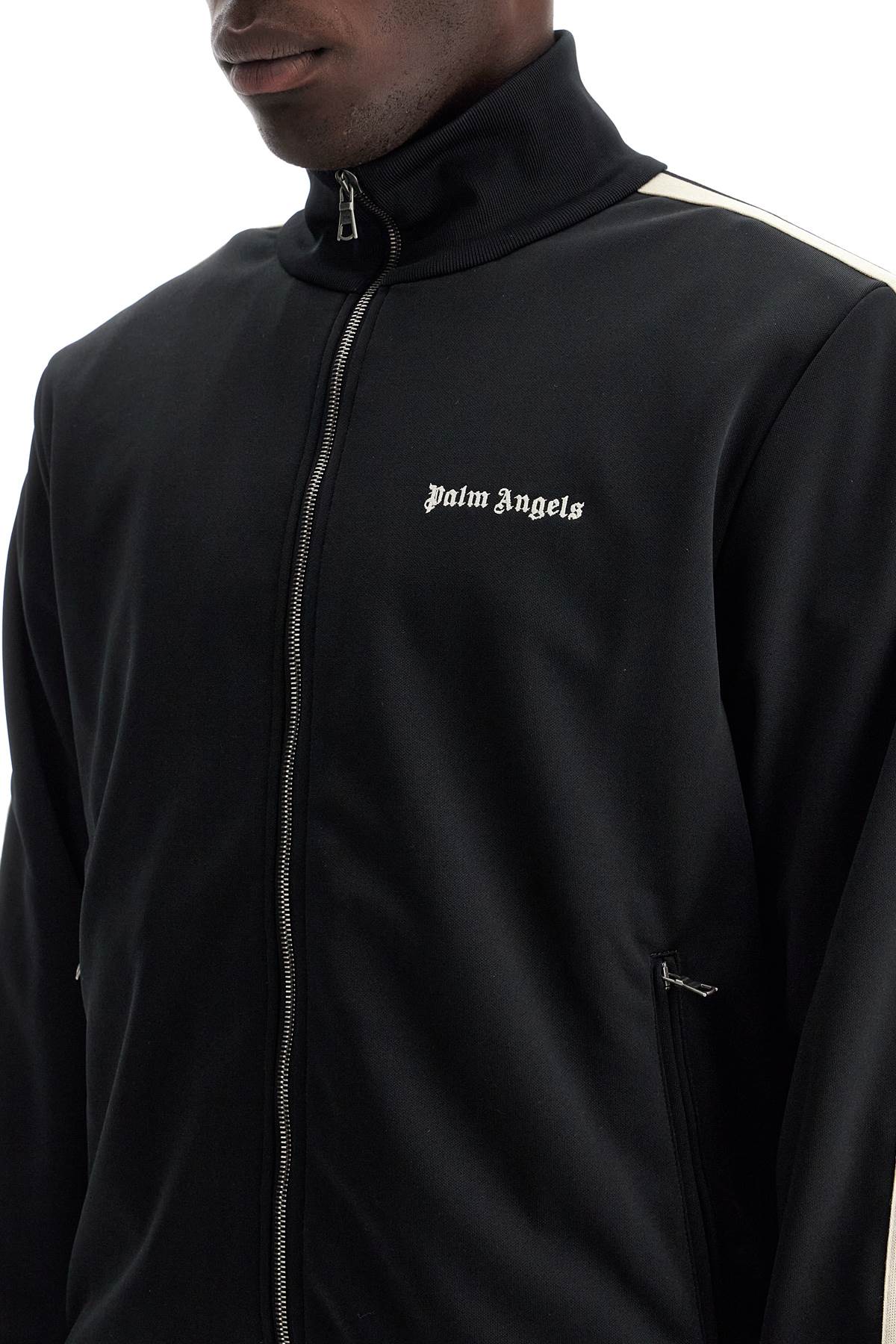 Palm Angels contrast band track jacket with nine words image 3