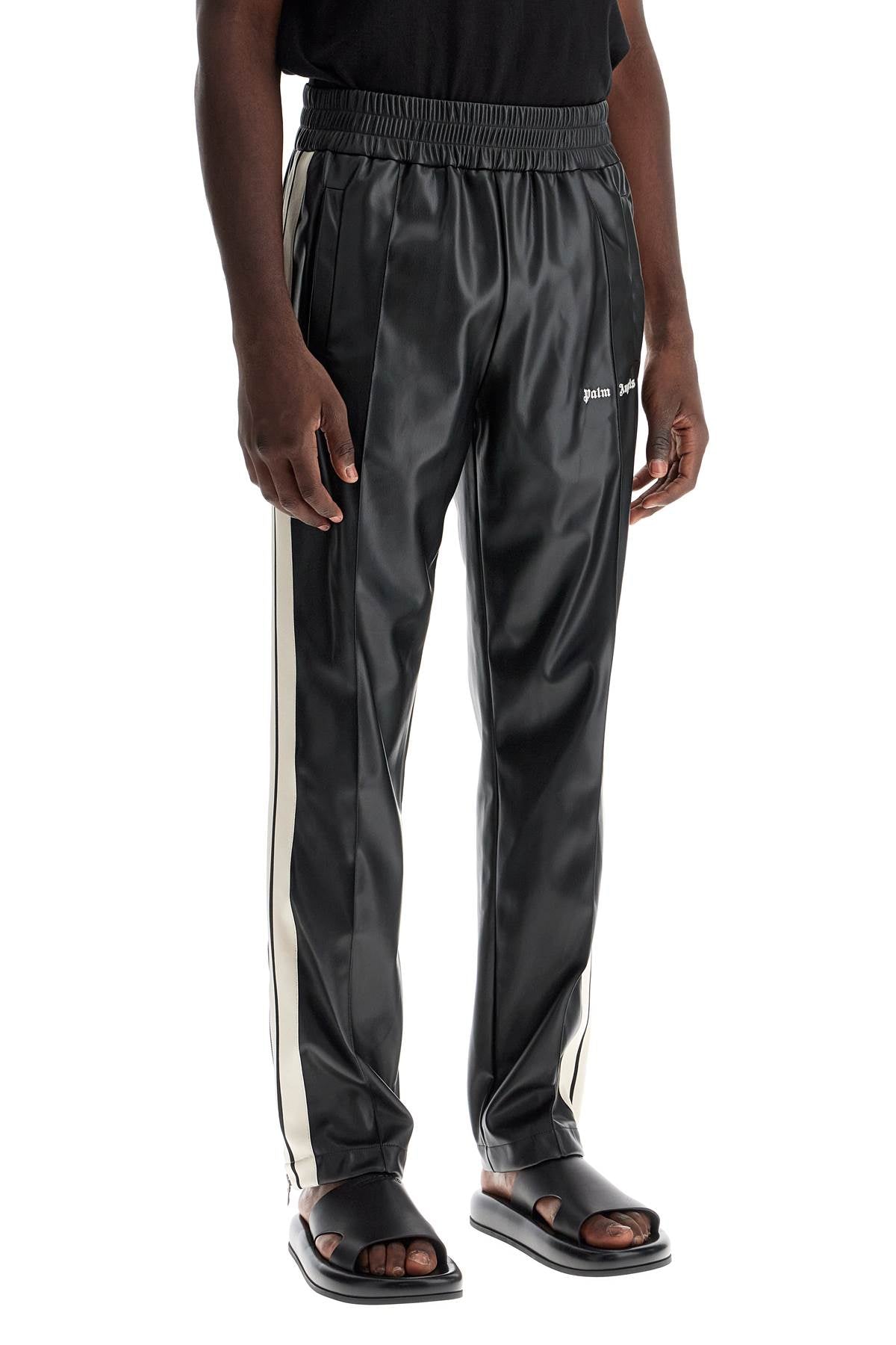 Palm Angels faux leather joggers with side stripes image 1