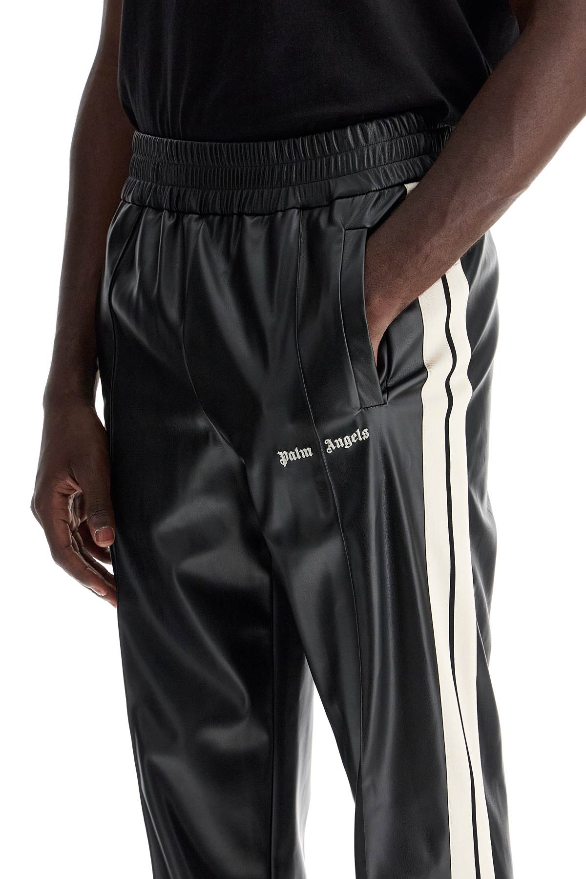 Palm Angels faux leather joggers with side stripes image 3