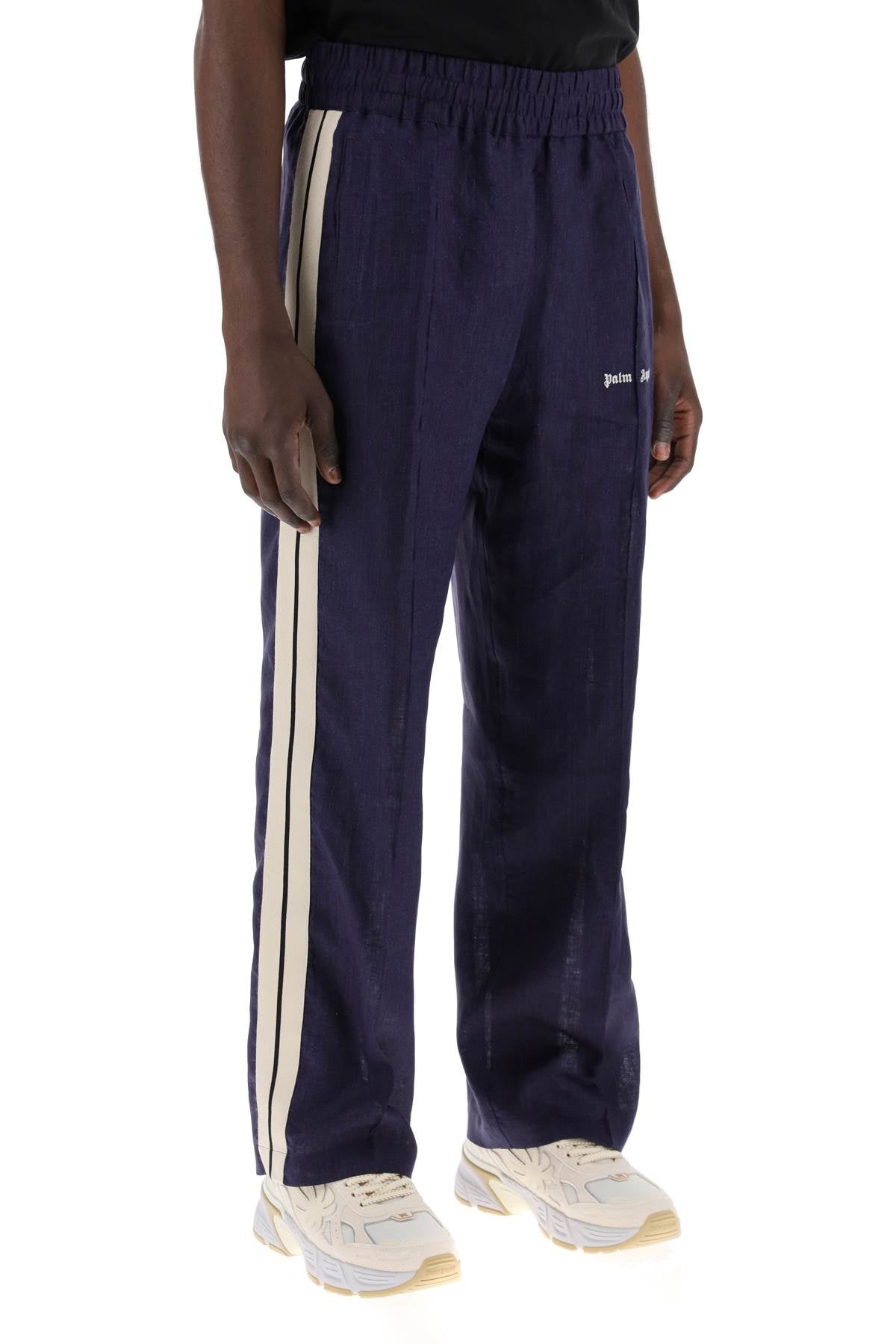 Palm Angels Linen Jogger Pants with Side Stripes image 1