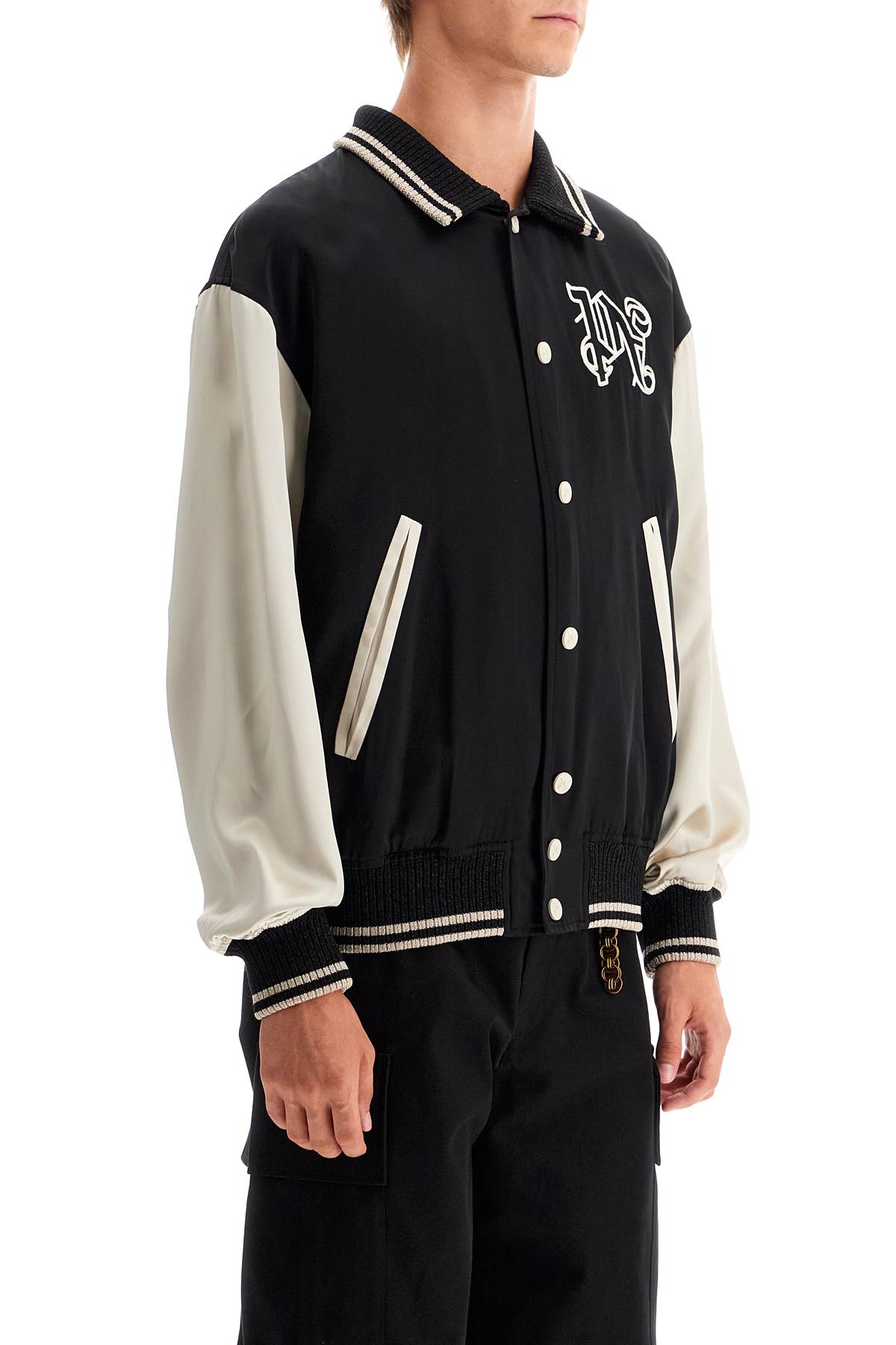 Palm Angels satin varsity jacket for image 1