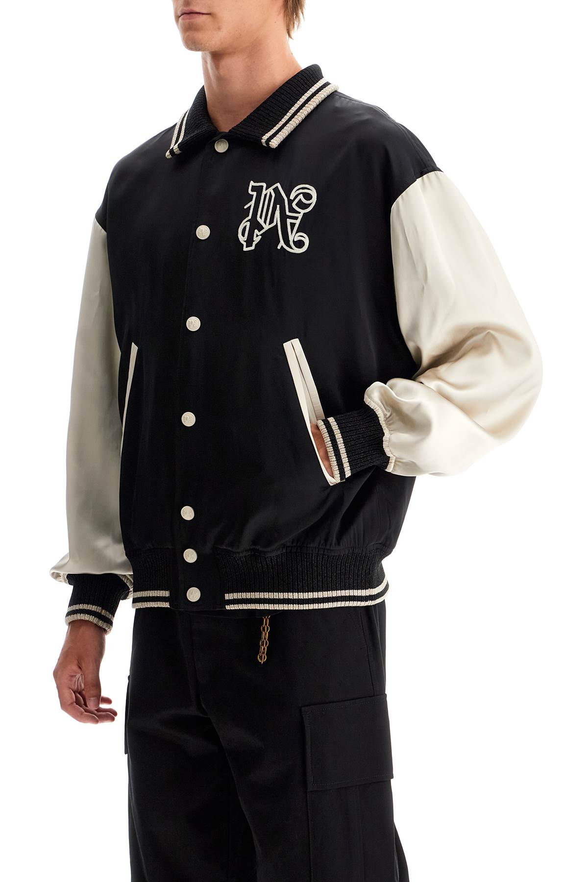 Palm Angels satin varsity jacket for image 3