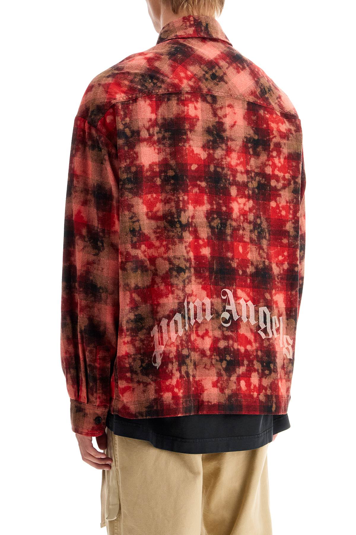 Palm Angels Oversized Flannel Shirt with Curved Logo image 2