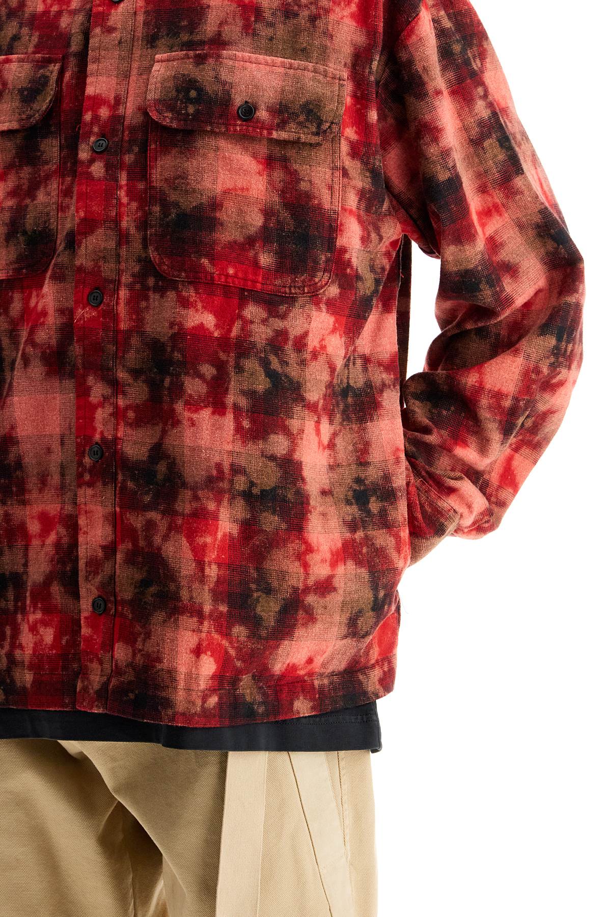 Palm Angels Oversized Flannel Shirt with Curved Logo image 3