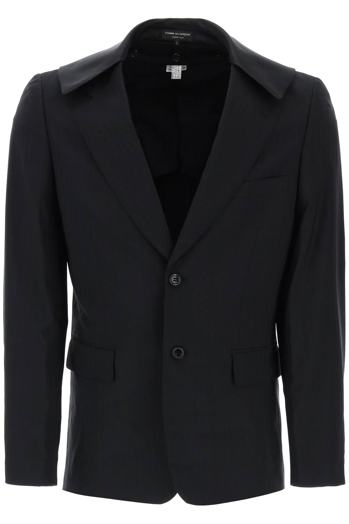 Comme Des Garcons Homme Plus satin collar blazer with eight image 0