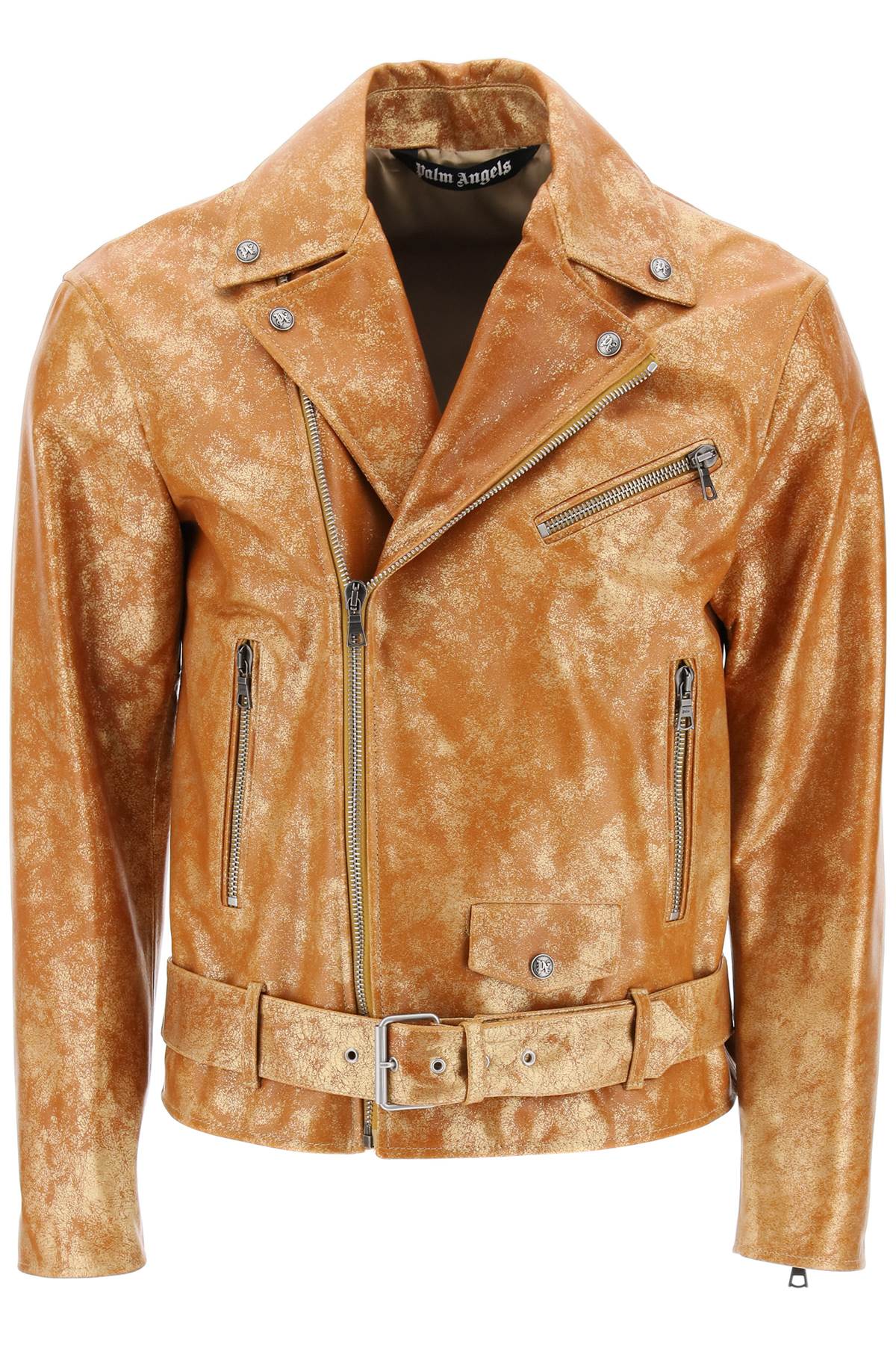 Palm Angels pa city biker jacket in laminated leather image 0