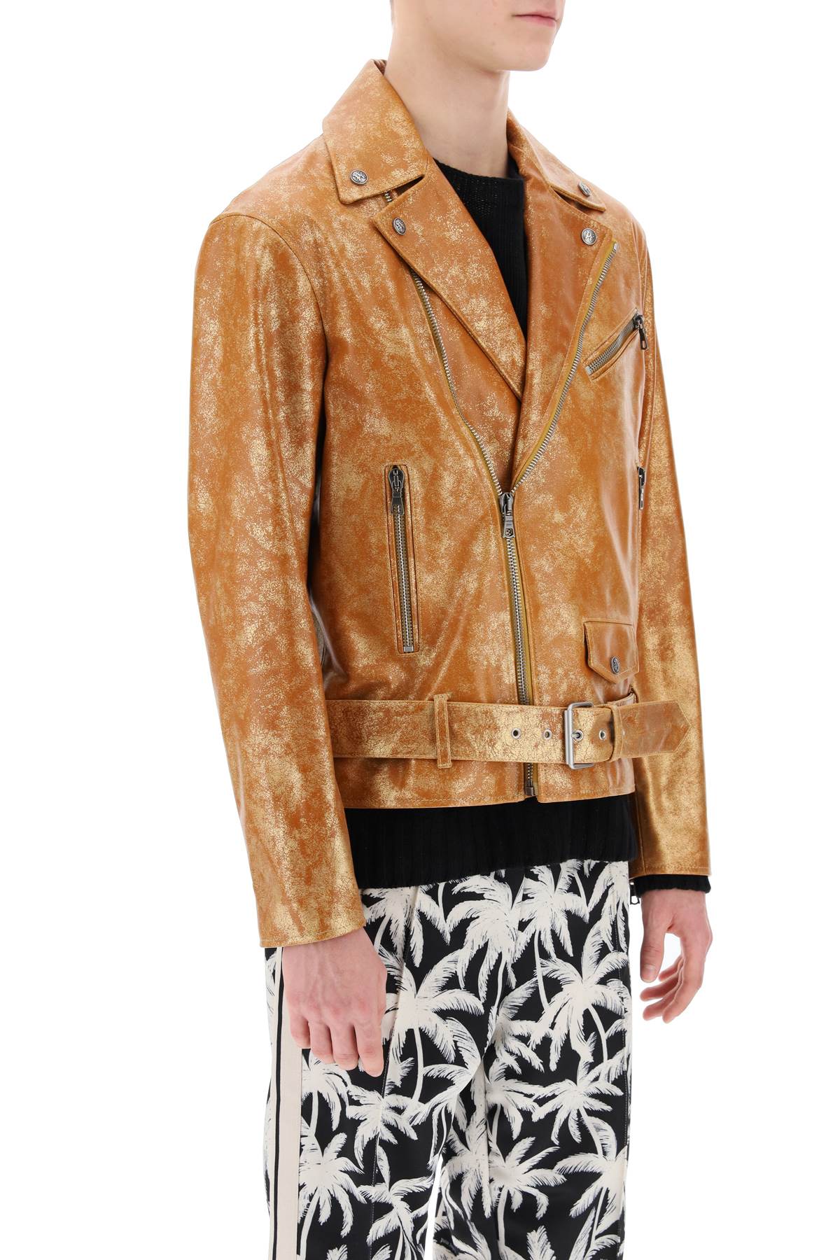 Palm Angels pa city biker jacket in laminated leather image 1