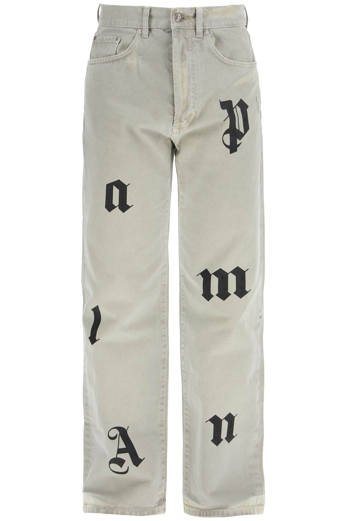 Palm Angels loose printed detail jeans with eight image 0