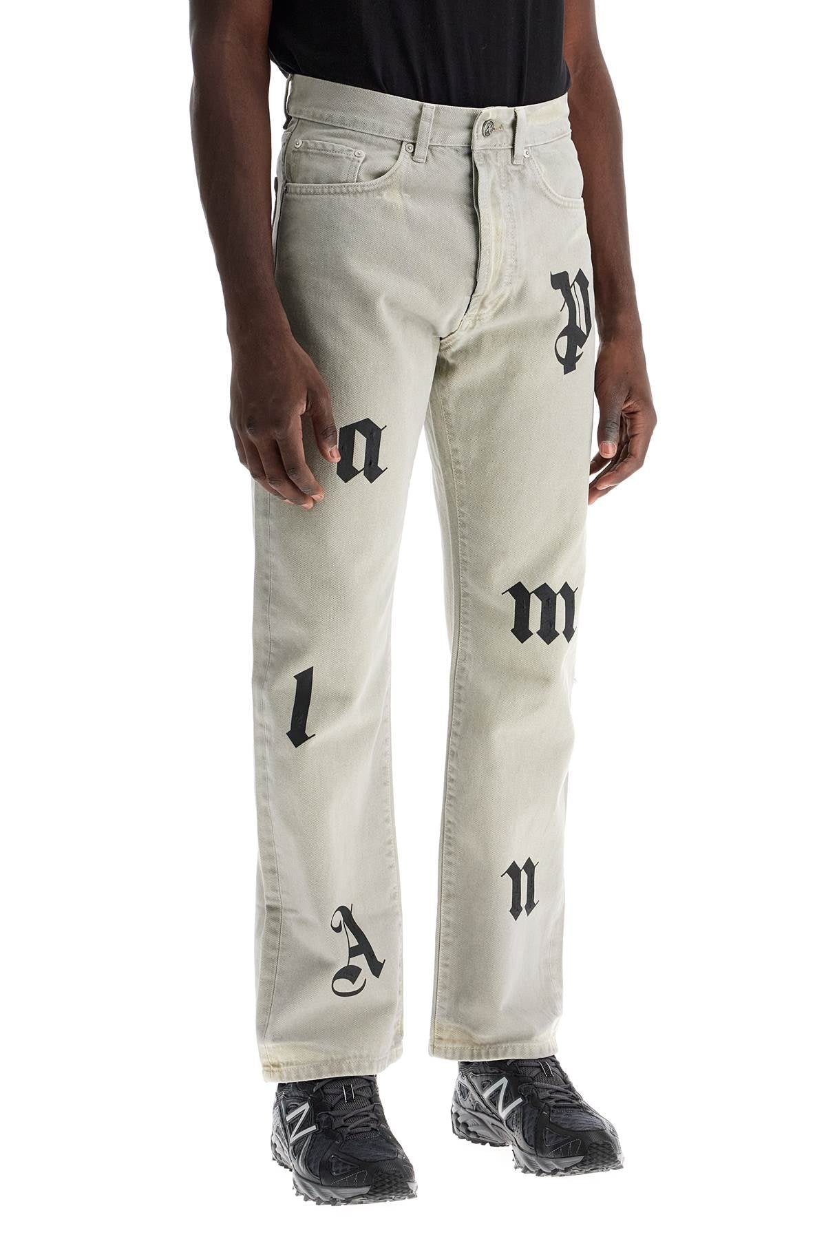 Palm Angels loose printed detail jeans with eight image 1