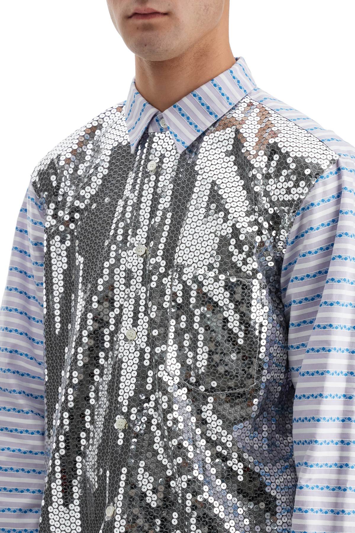 Comme des Garçons Homme Plus Jacquard Striped Shirt with Sequins image 3