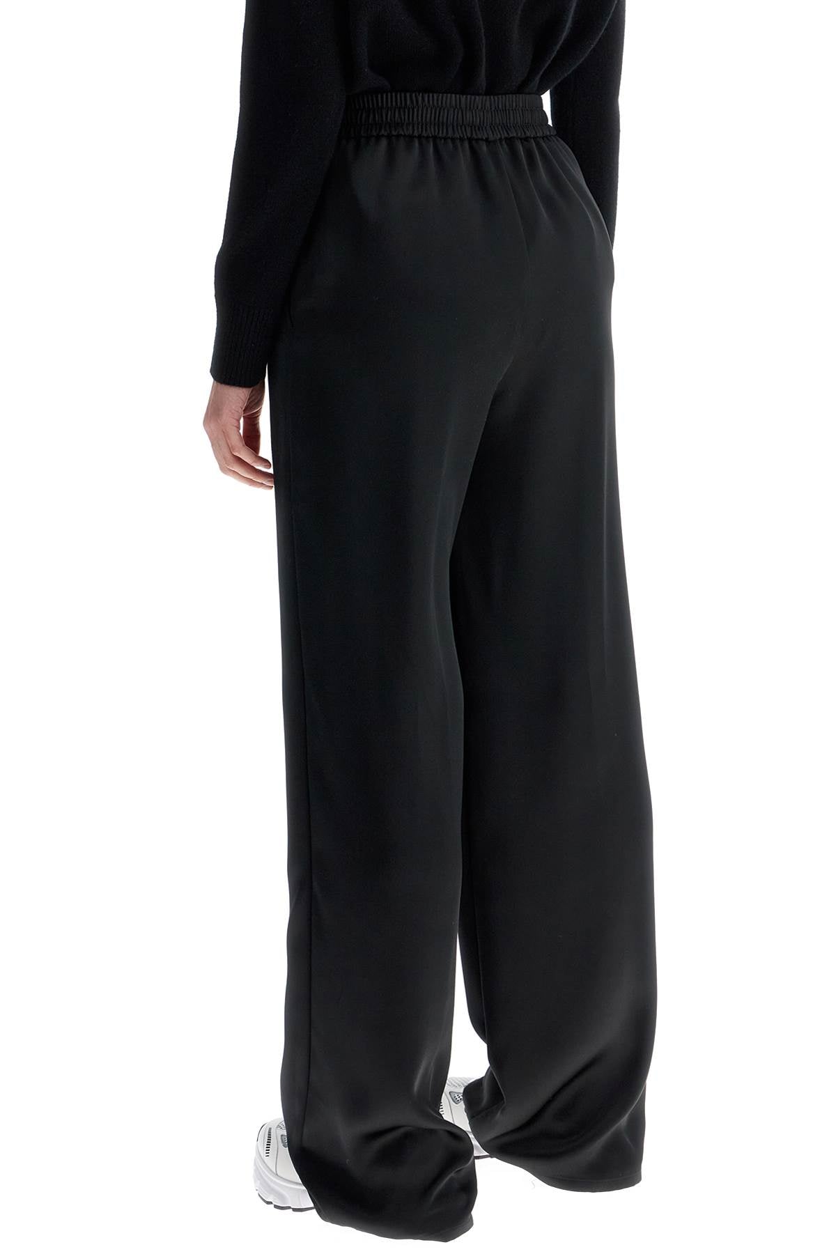 HERNO wide leg high waist black satin trousers for women image 2