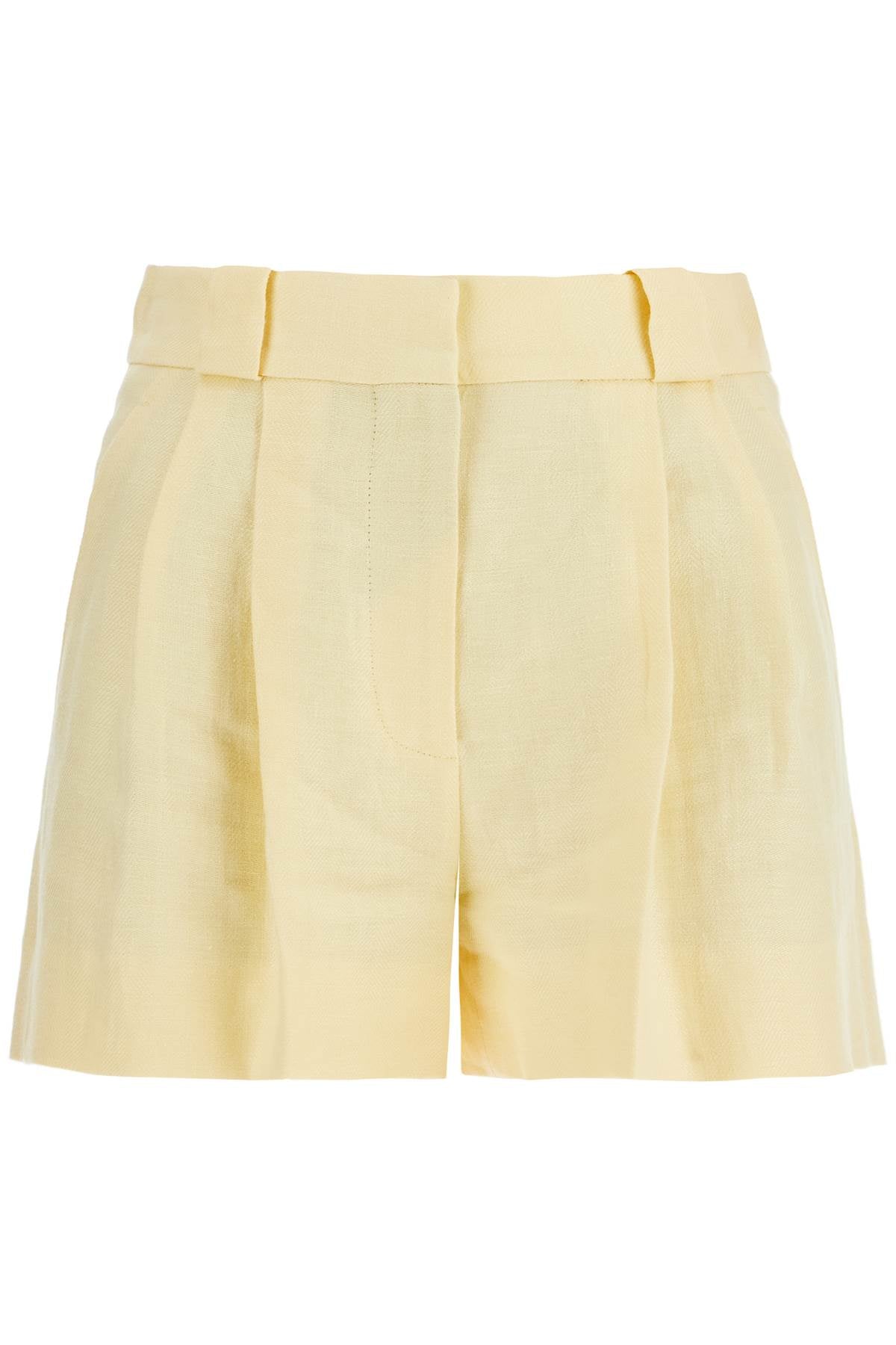 Blaze Milano light yellow high-waisted linen shorts image 0