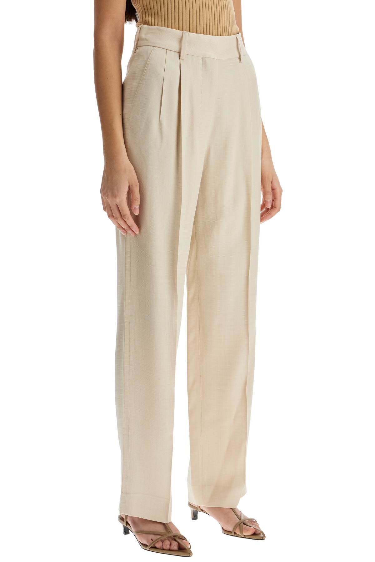 Blaze Milano ivory viscose pants with embroidered pocket image 1