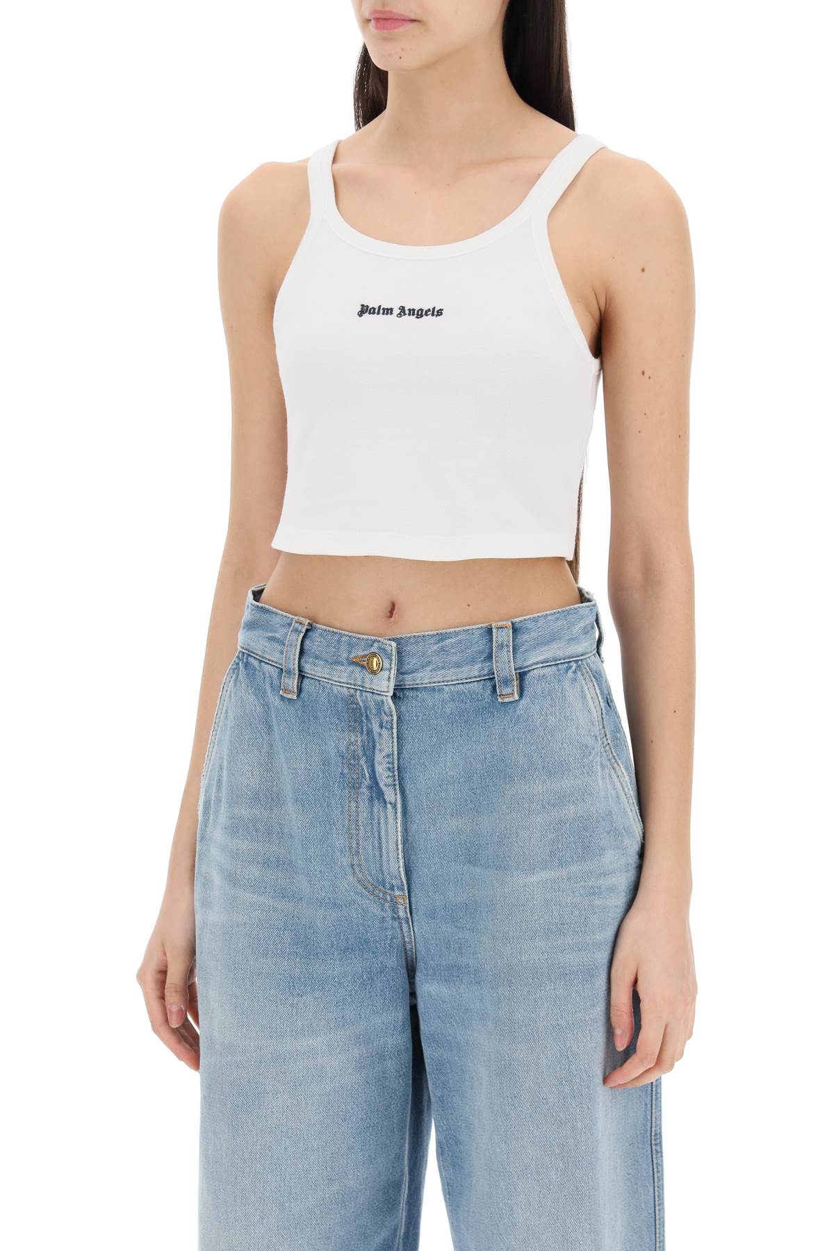 Palm Angels embroidered logo crop top with image 3