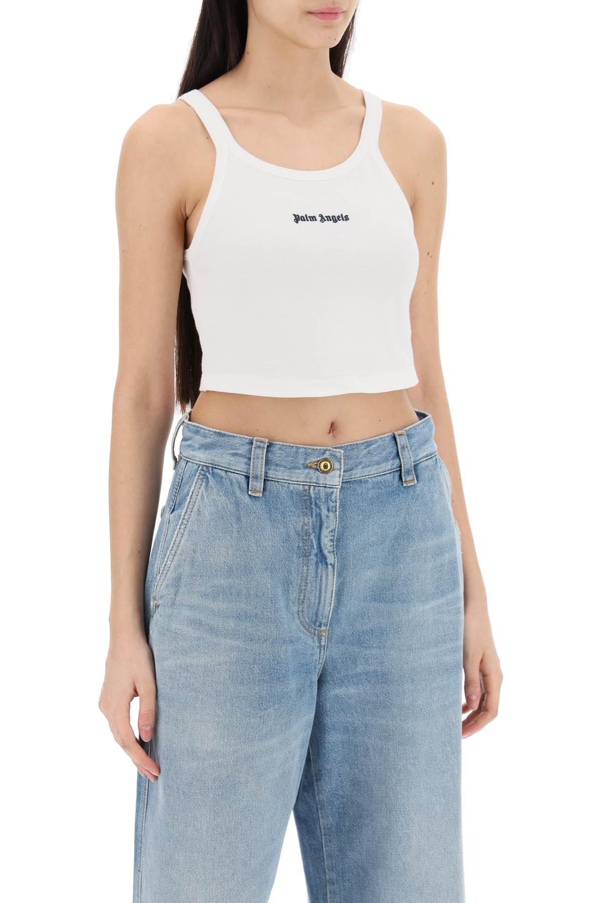 Palm Angels embroidered logo crop top with image 1