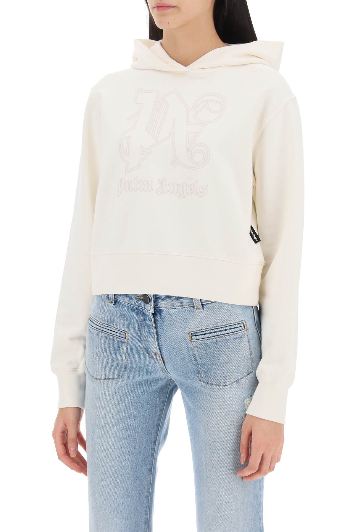 Palm Angels cropped hoodie with monogram embroidery image 3