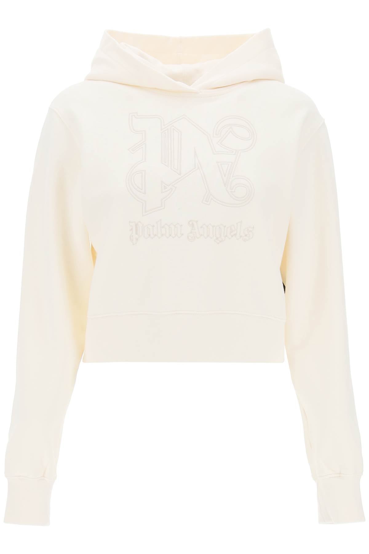 Palm Angels cropped hoodie with monogram embroidery image 0