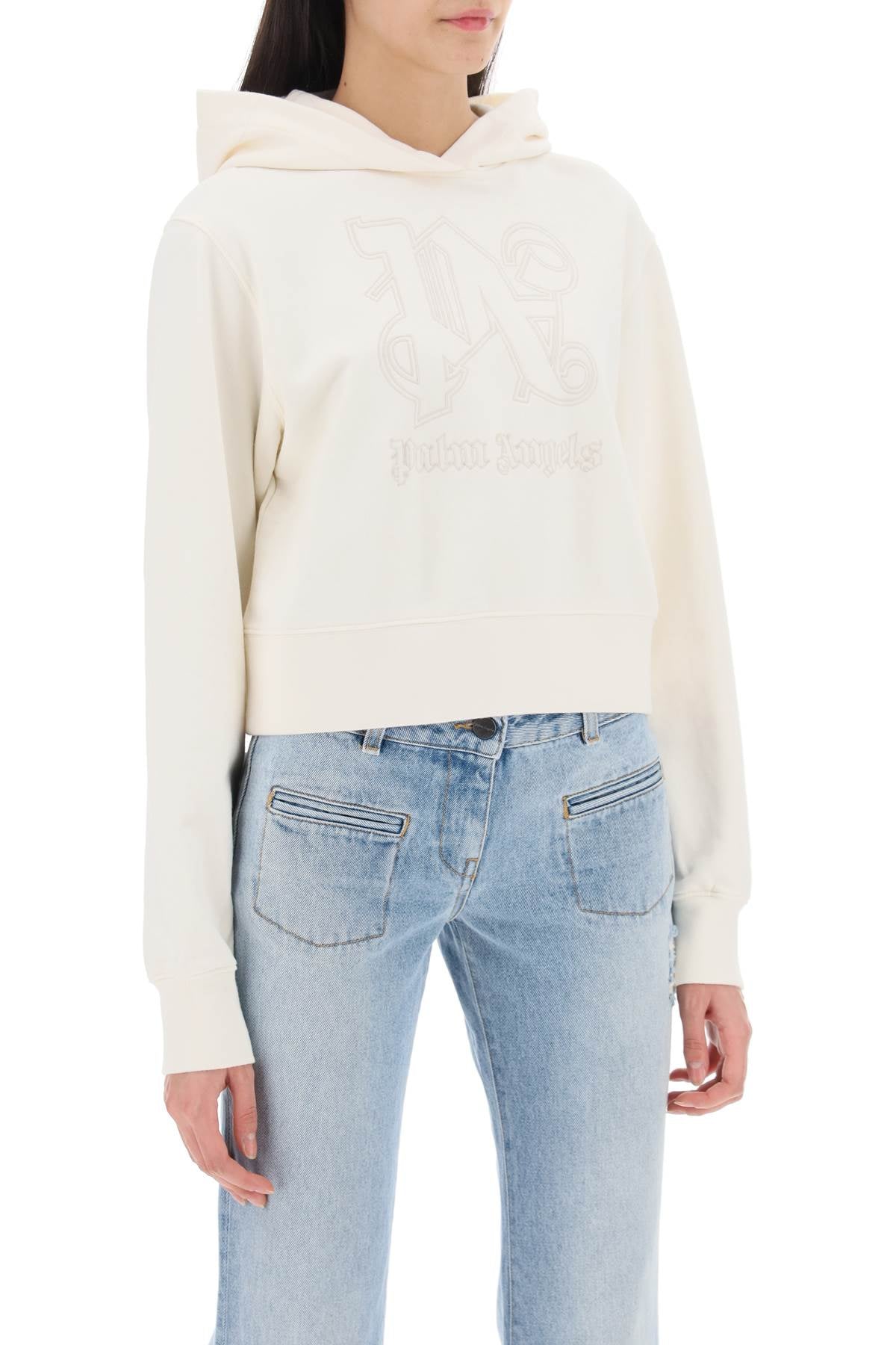 Palm Angels cropped hoodie with monogram embroidery image 1