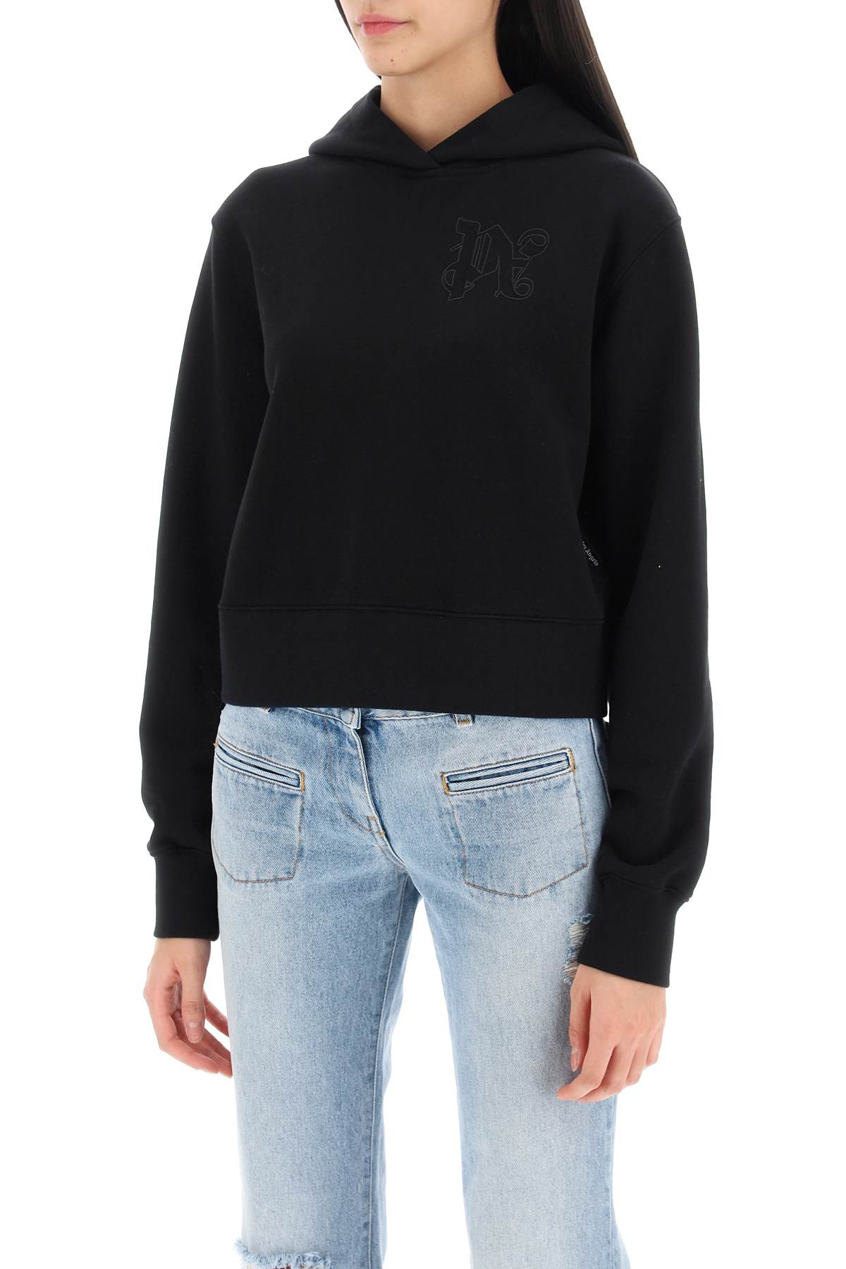 Palm Angels cropped hoodie with monogram embroidery image 3