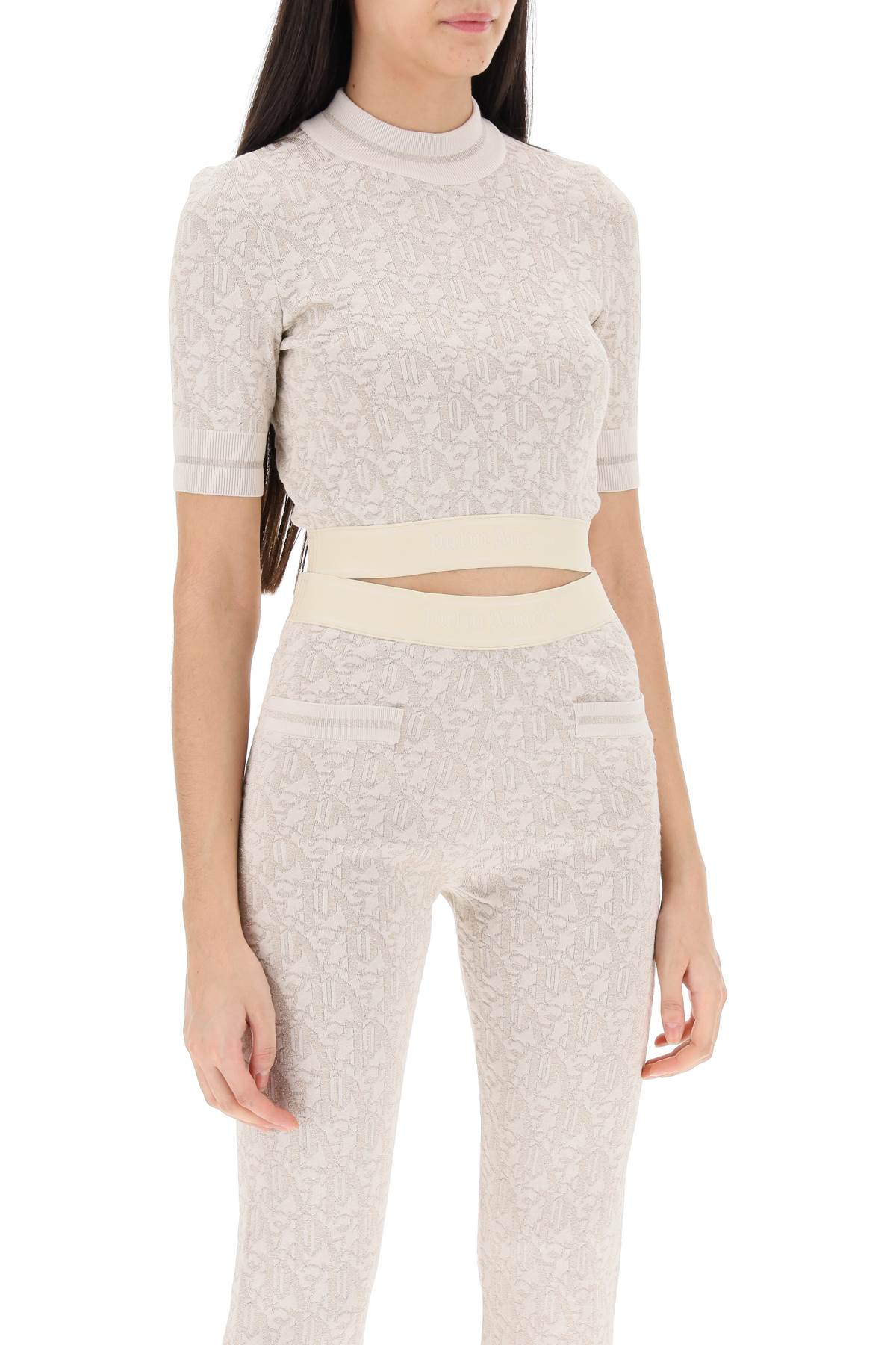 Palm Angels monogram cropped top in lurex knit image 1